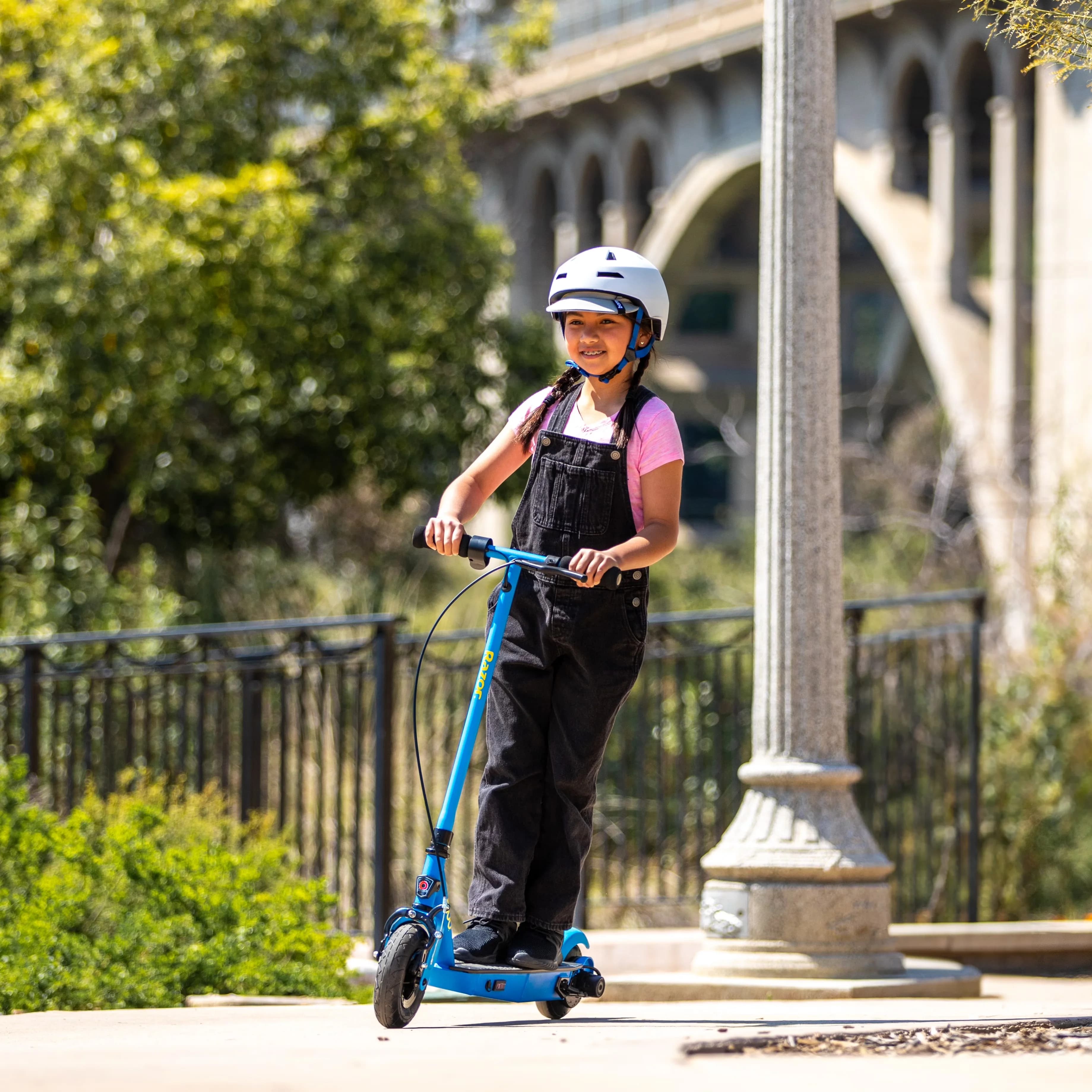 Premium Scooter with Compact, Portable, Black Label E100 Electric - Blue Steel Model EDBBFF