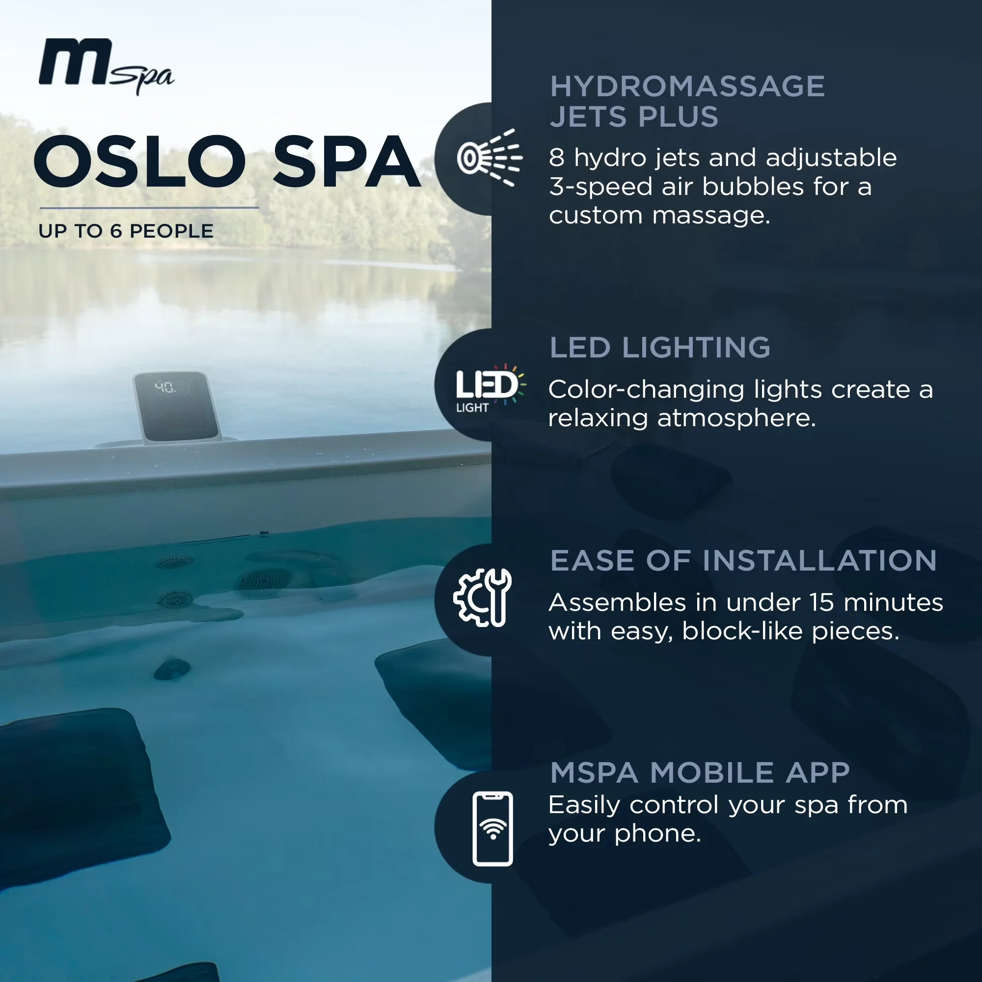 Essential Hot Tub with Energy Efficient, w/Hard Exterior & Soft Lined Interior - Model A5EE5A
