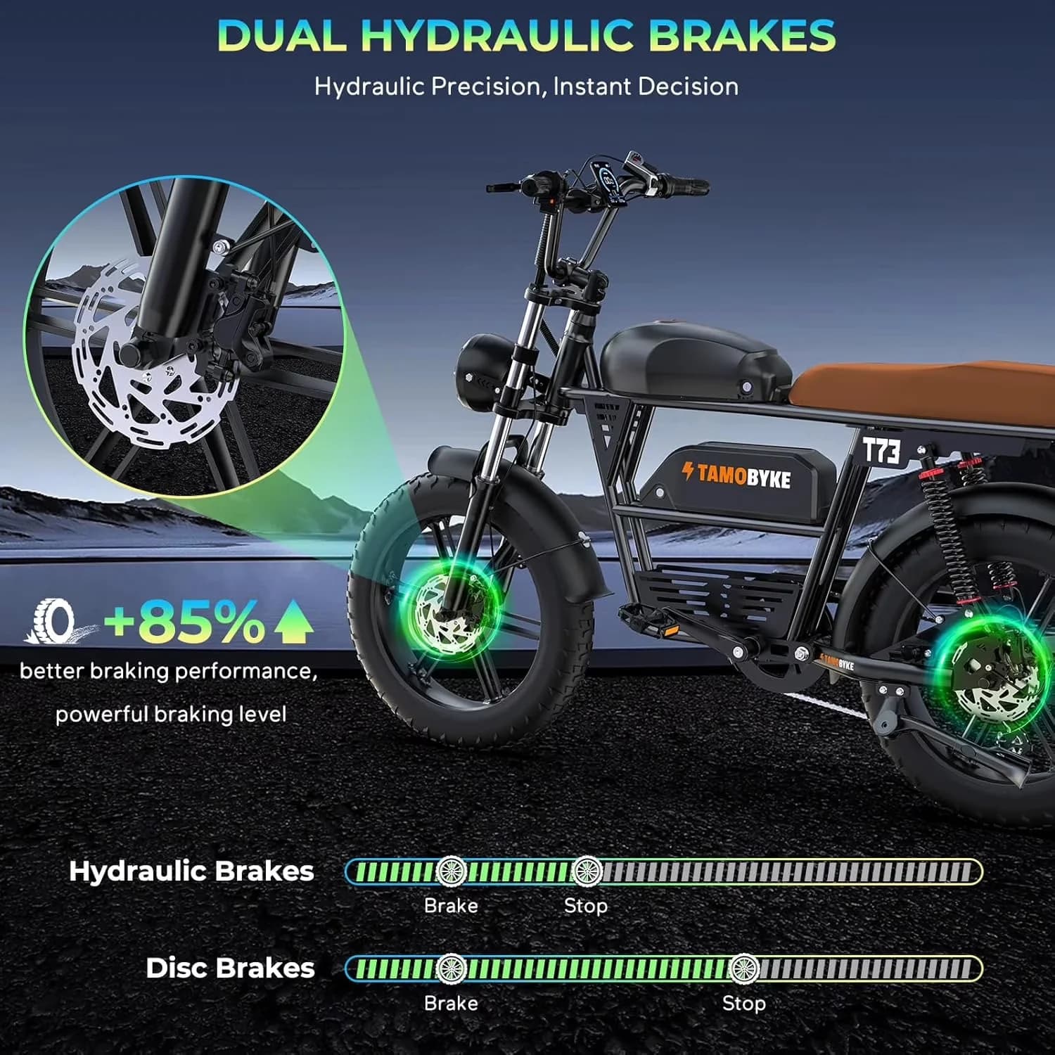 Innovative Electric Bike with Battery, 1500W, T73 Max - Brown - Durable Build Model BA5234