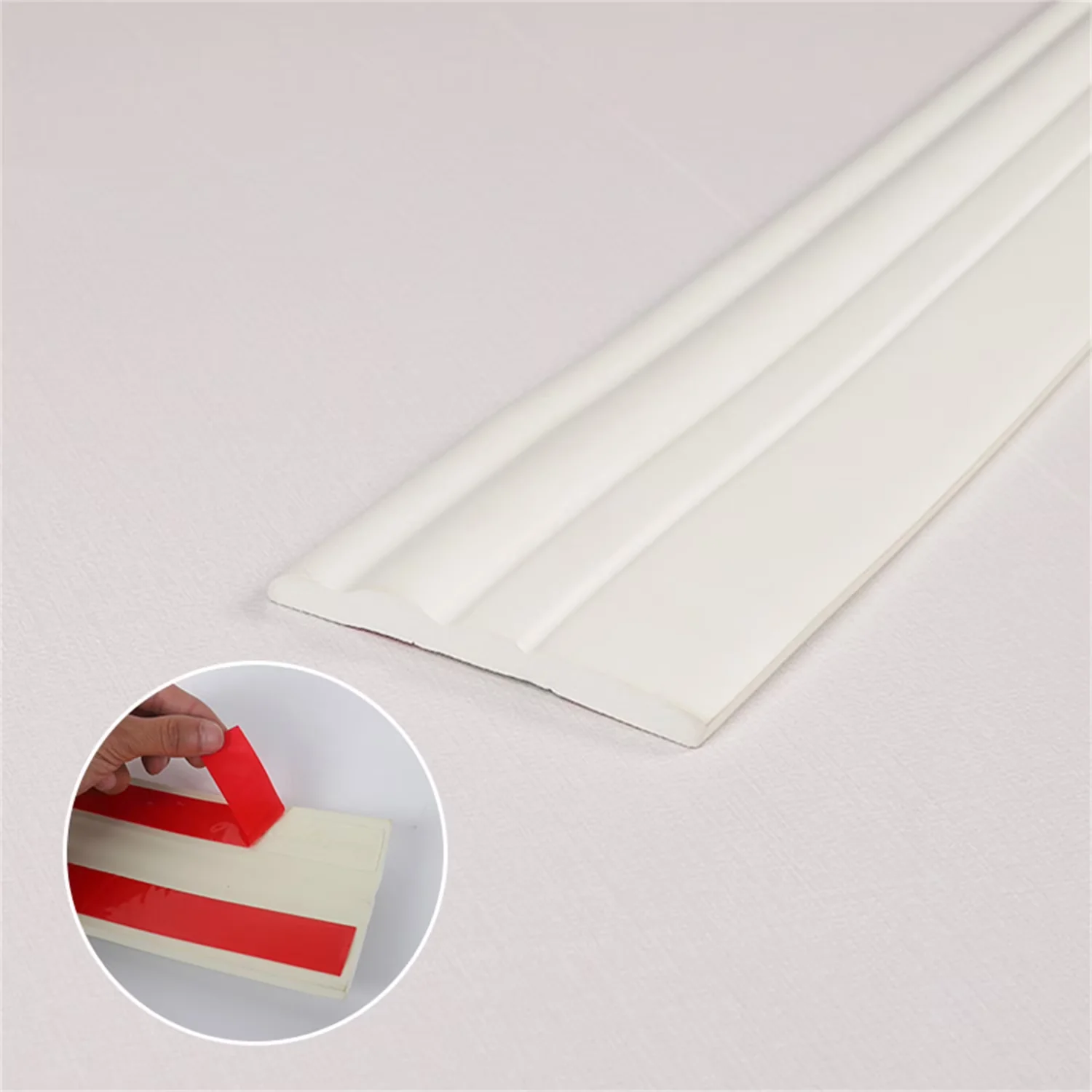Stylish Building Material with Self-Adhesive, Hardened & Firm Caulk and Trim Strips, Flexible Baseboard Trim - White Nbr Model FE9D19