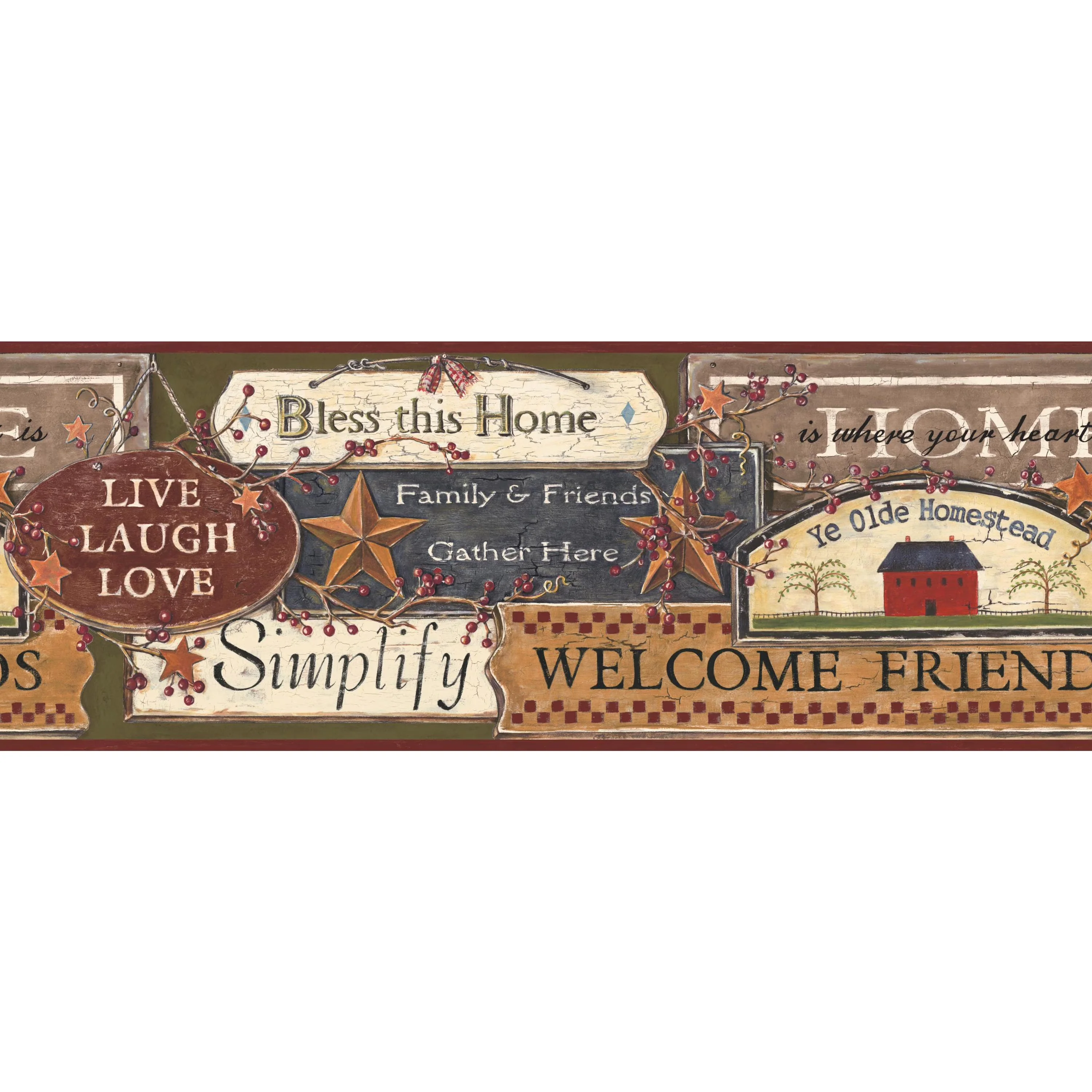 Classic Wallpaper Wall Decals Wall Covering with Removable, No additional paste required, Country Sign Removable Border - Sure Strip... Model 26513F