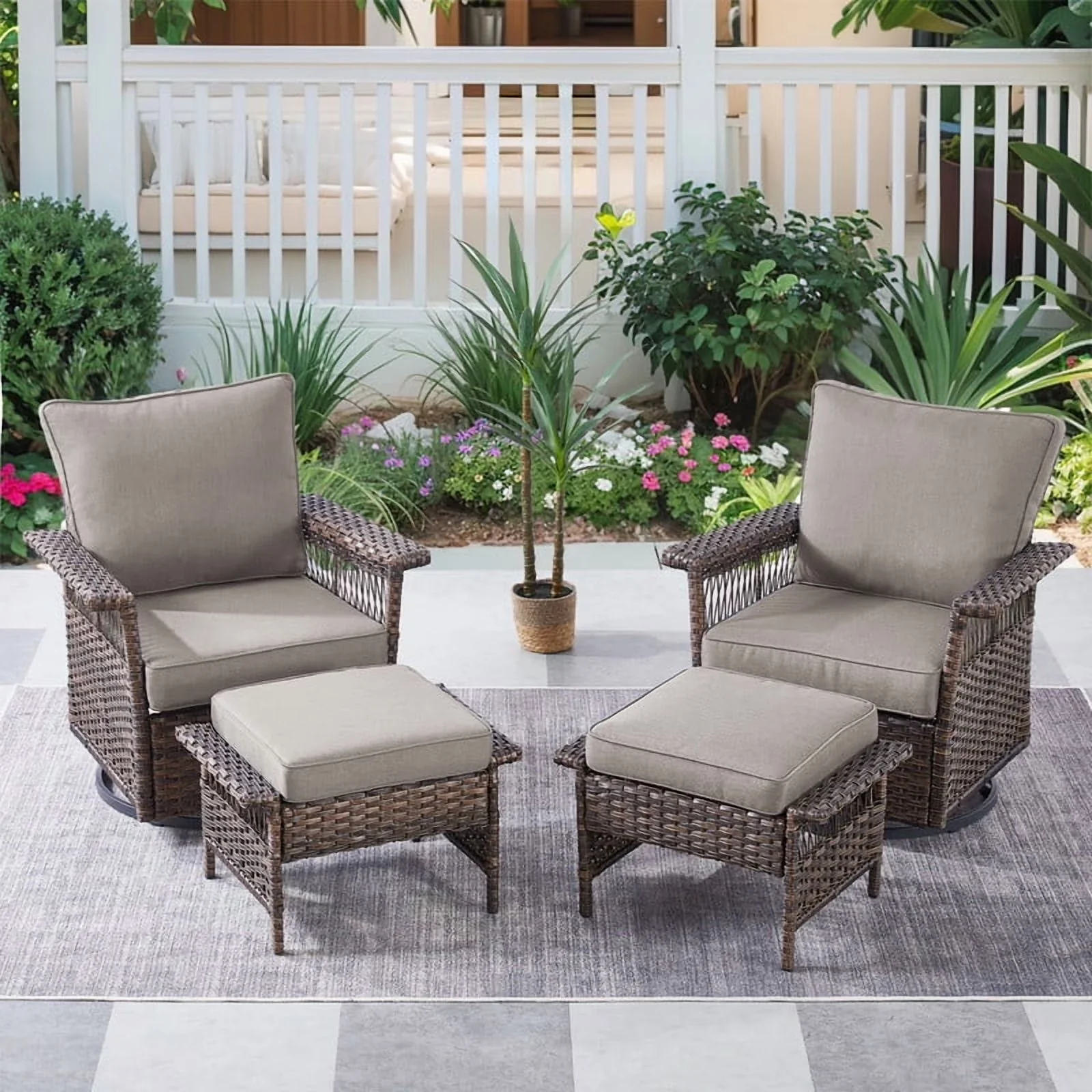 Essential Patio Chair with Contemporary, Water-Resistant, Swivel - Powder Coated Steel Gray Model 95CA2E