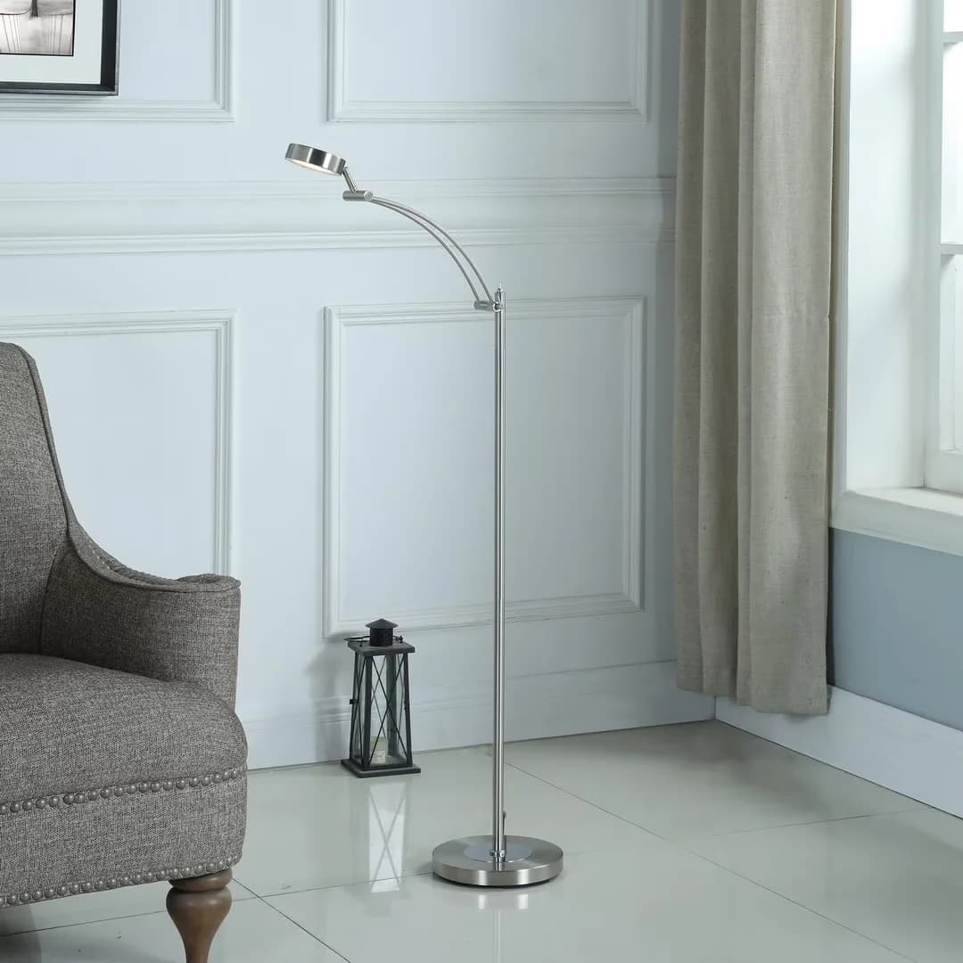Durable Floor Lamp with LED, 6W, Energy Efficient - Silver Metal 2700K Model 529BE7