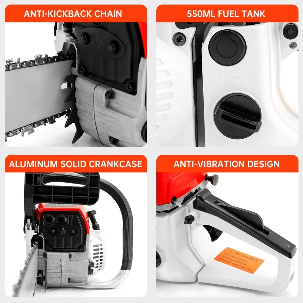 Professional Chainsaw with Automatic Chain Oiler, Displacement: 52cc (3.17 cu in) - Model 9A9BC5