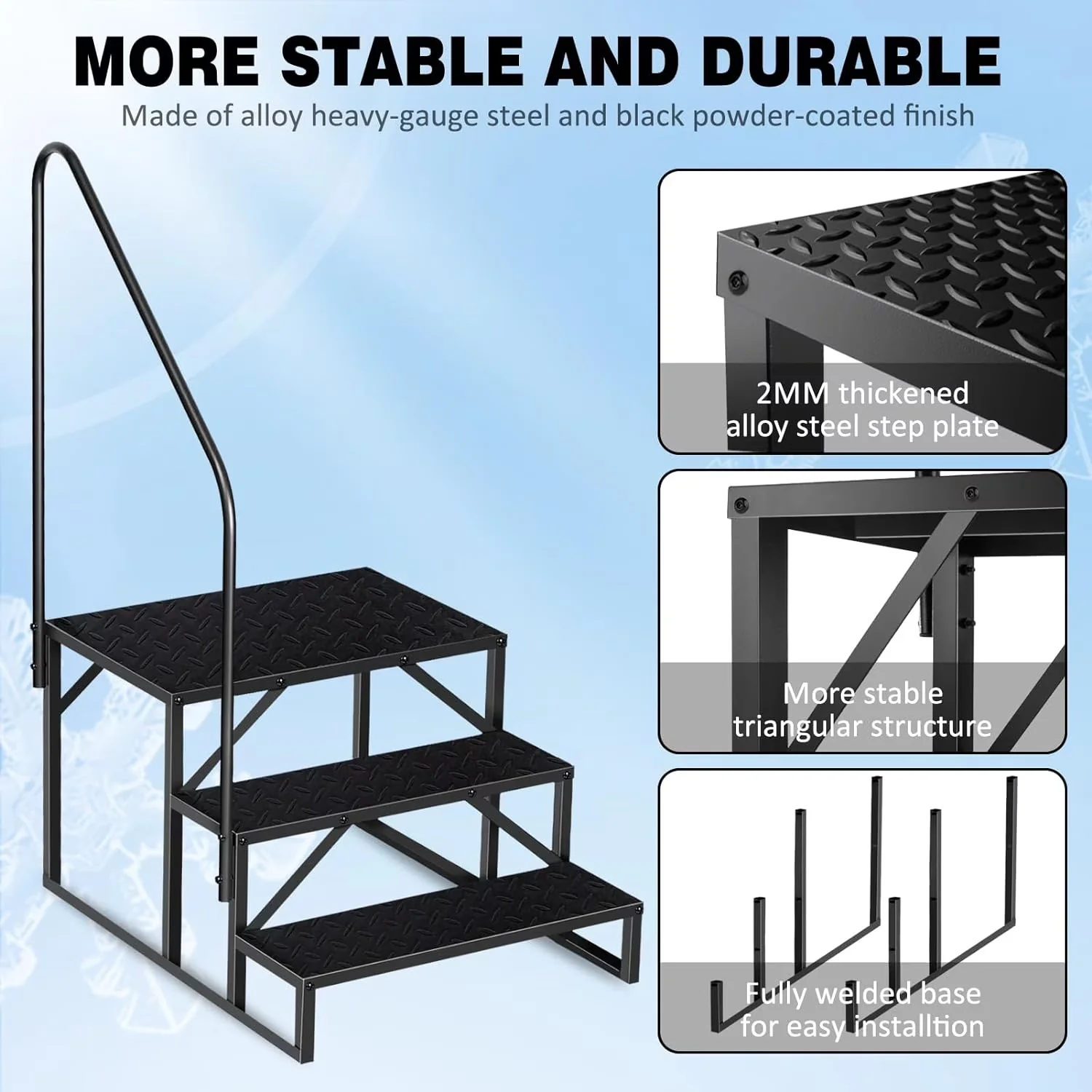 Ladders And Step Stool Versatile with Anti-Slip Panel, Step Width: 33.9inch, Ladder - Black Iron Model C5D661