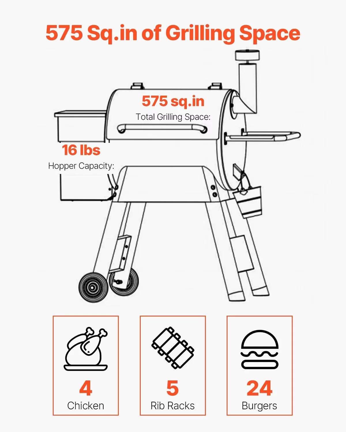 Premium Smoker with 8 in 1 BBQ Grills for Outdoor - for Everyday Use Model B87714