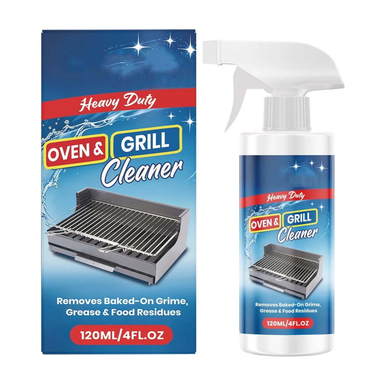 Modern Combo Grill with Grill Cleaner Spray Heavy Duty, Fume Free Fast Acting for Kitchen - Model E0239B