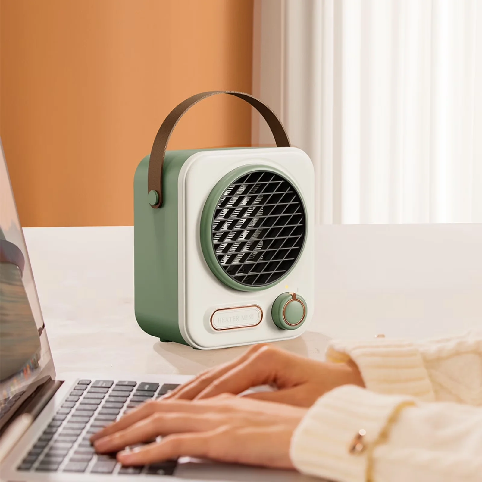 Essential Portable And Electric Space Heater with 1000W, Automatic Shutoff - Green for Indoor, Bedroom Model 4603F9