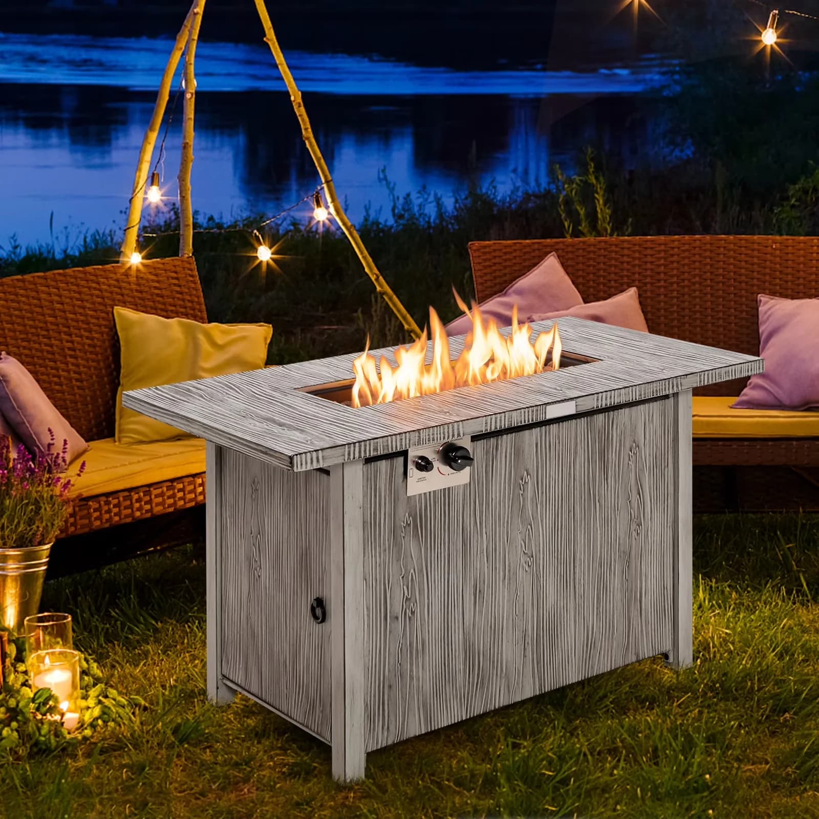 Sleek Outdoor Heating with 50000 BTU, Portable - Gray Metal, Stainless Steel, Pvc Model EF95D4