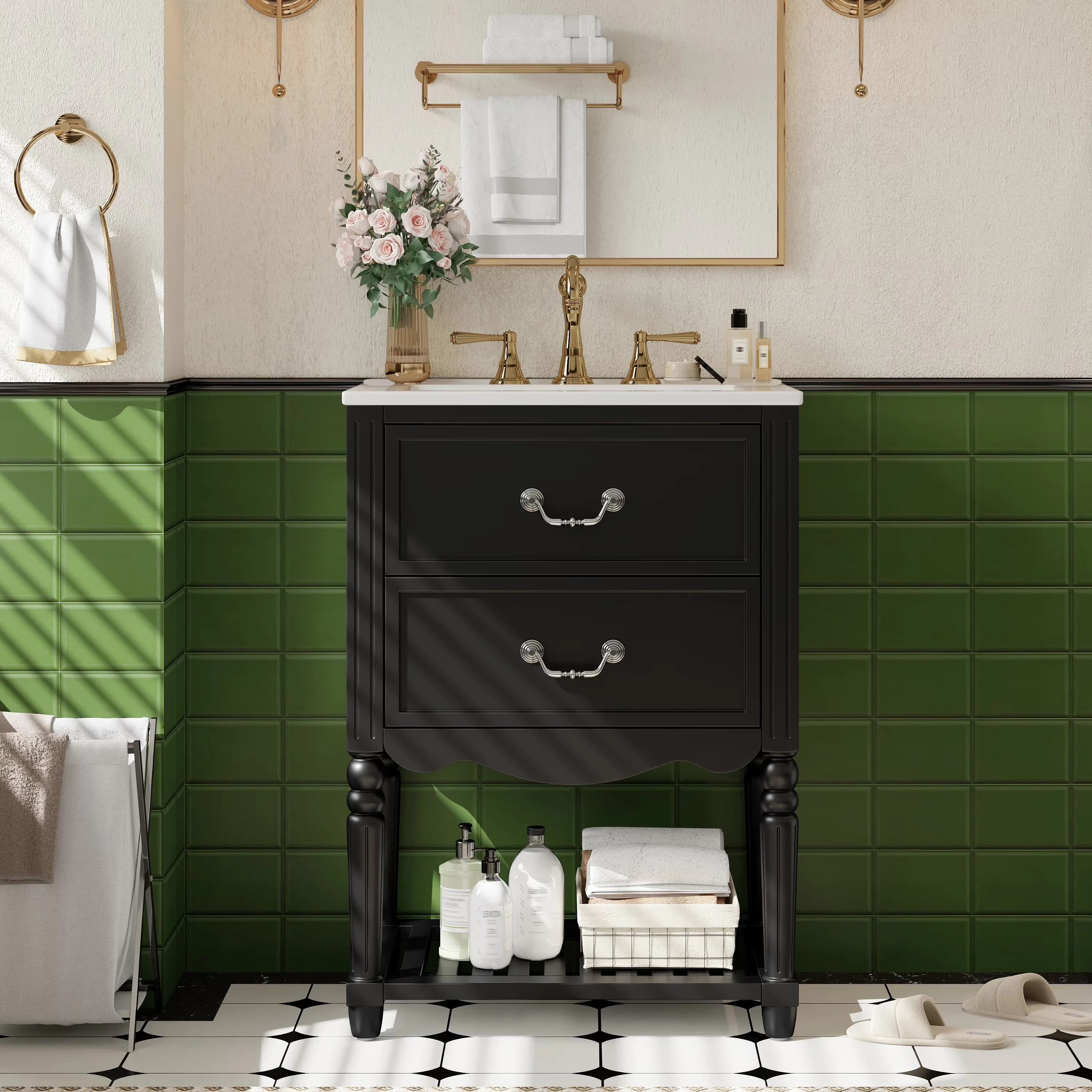 Essential Bathroom Renovation with Vanity, 24" Retro Single Basin Vanity Set - Model 03CA13