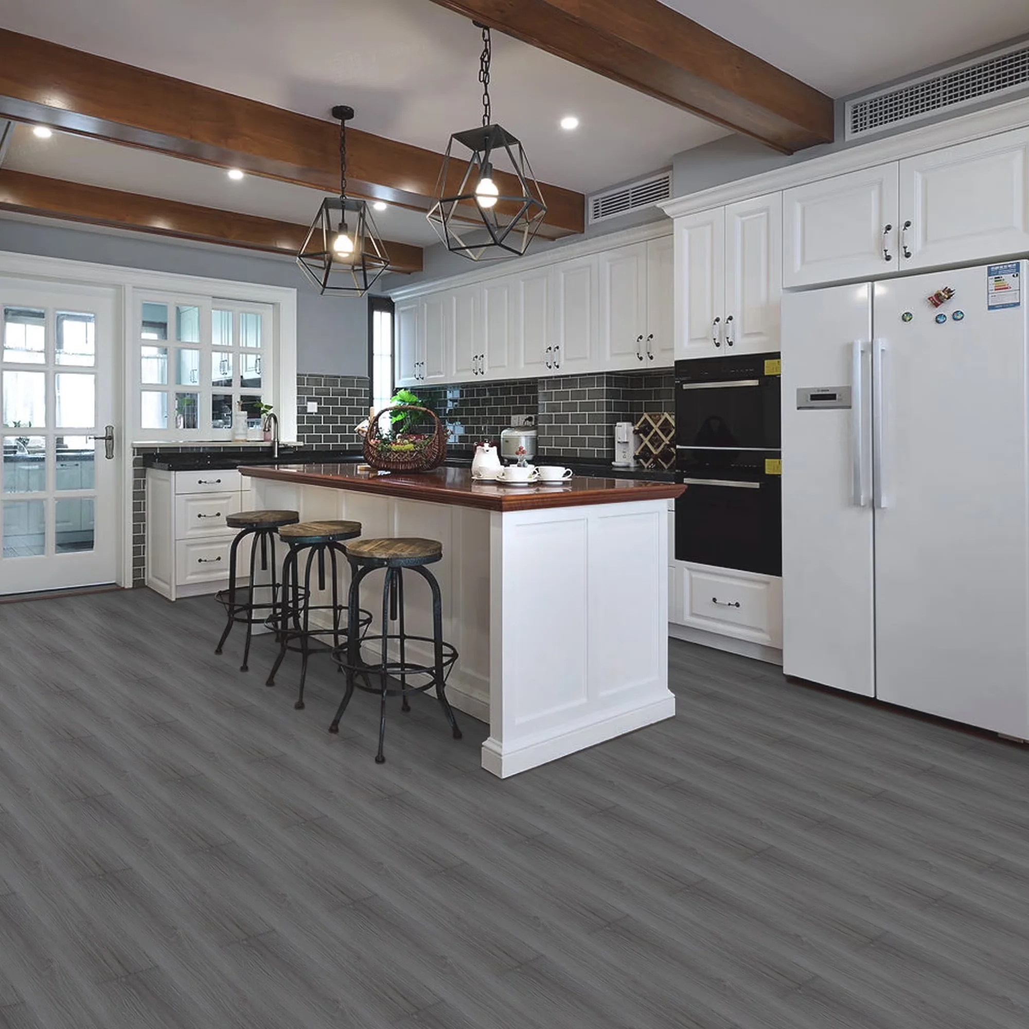 Versatile Grey Vinyl Flooring Vinyl Plank Flooring with Easy To Clean, Waterproof - Gray 36" x 6" x 0.6 mm for Living Room, Bathroom Model 4924C4