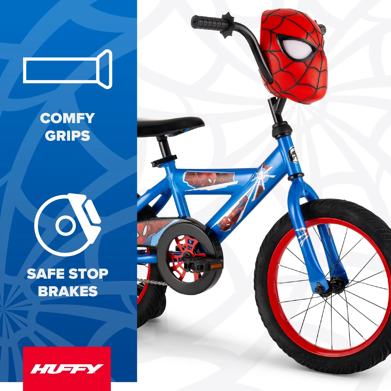Kids Bike Sleek with Adjustable Seat, 16" Marvel Spider-Man - Blue - Commercial Quality Model AA0551