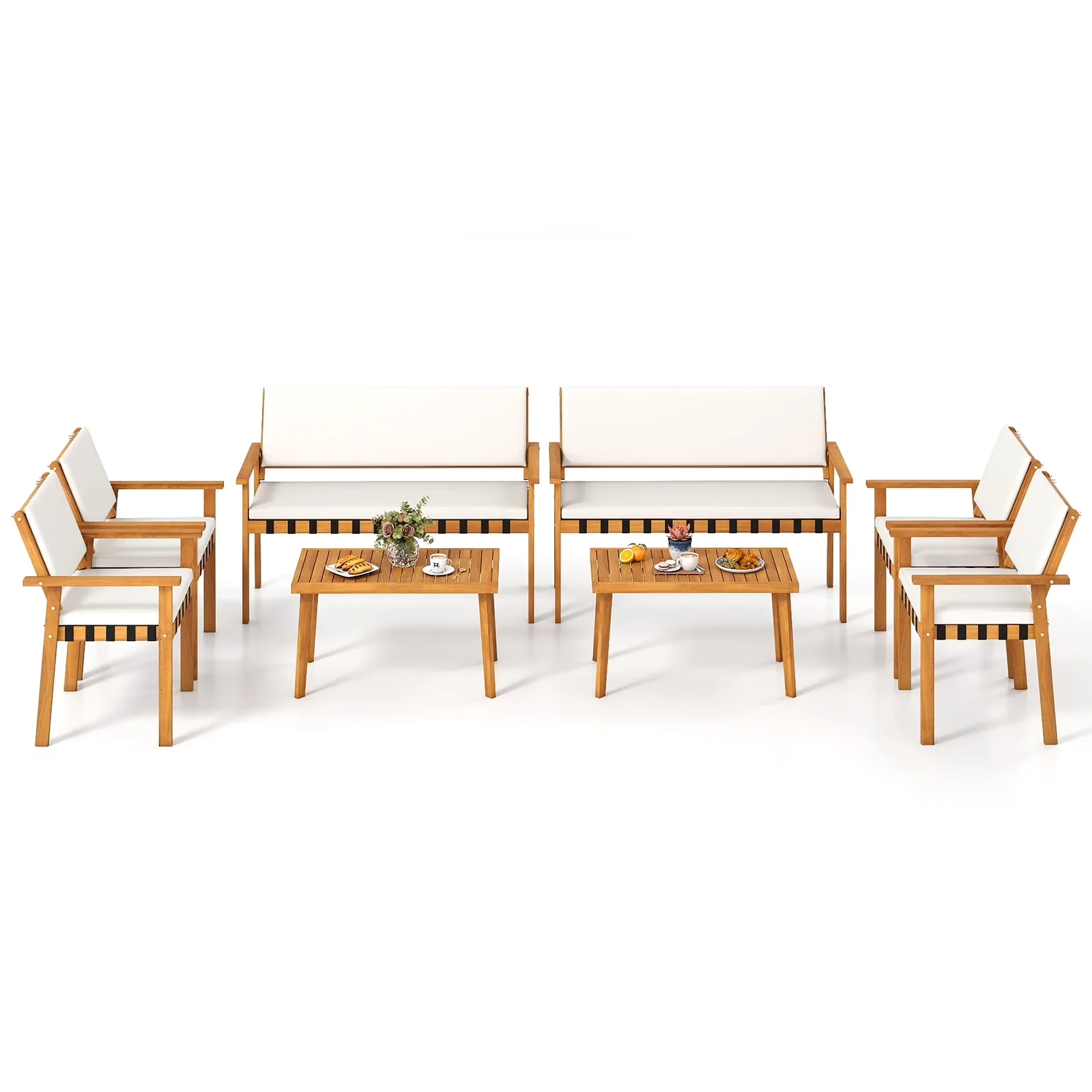 Quality Patio Conversation Set with Splinter-free surface ensure safe use - Wood White Model 4E9F0A