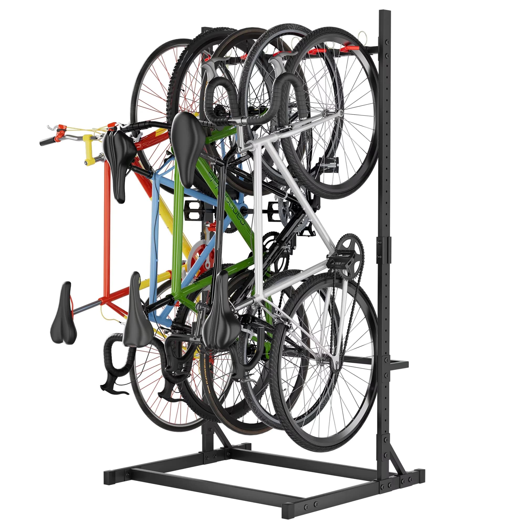 Quality Garage Storage Supply with Adjustable, Heavy-Duty Freestanding Bike Rack - Black Alloy Steel for Garage Model 582872