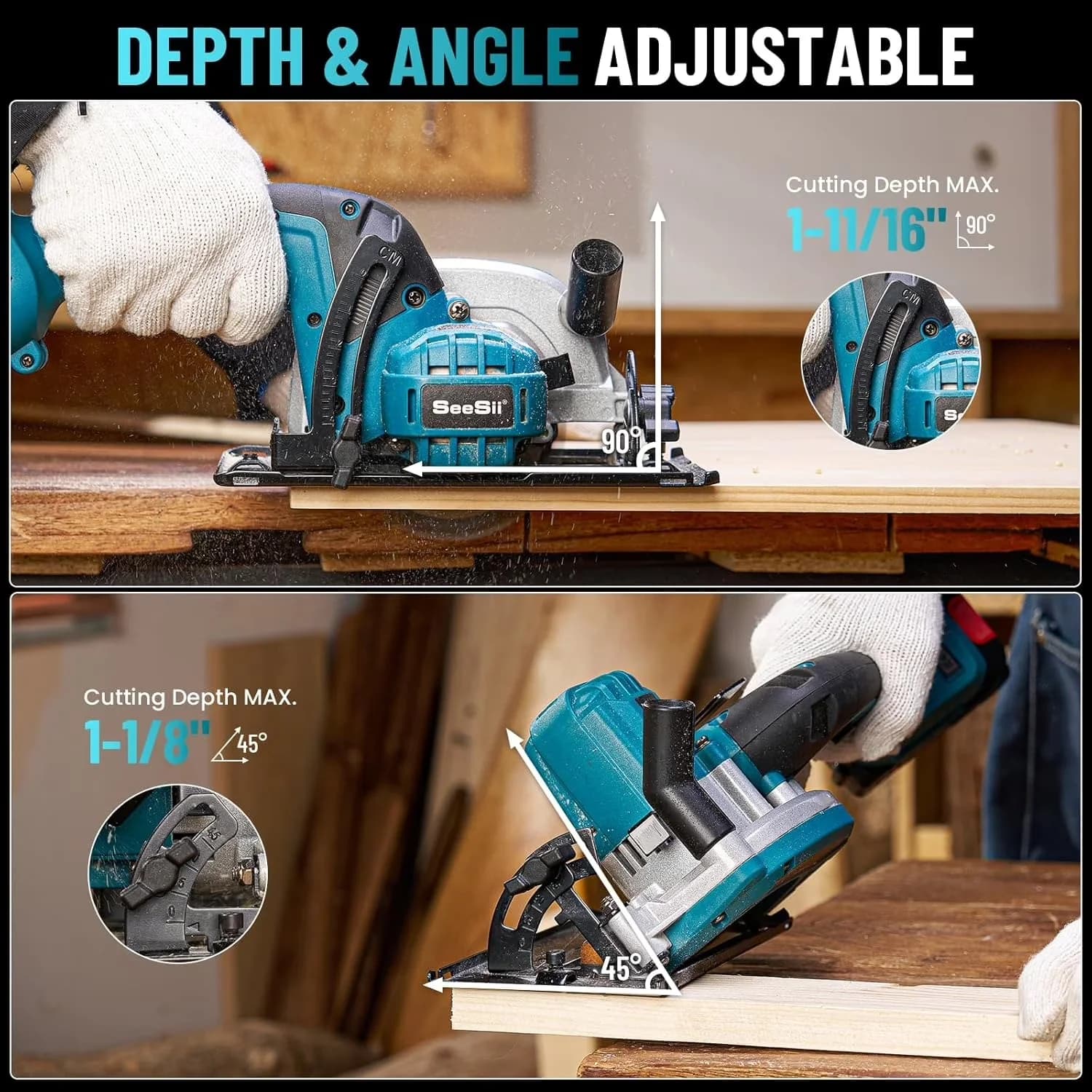 Stylish Power Saw with Battery, Lightweight, Blade Size: 4-1/2 inch - Modern Design Model 5CD6CD