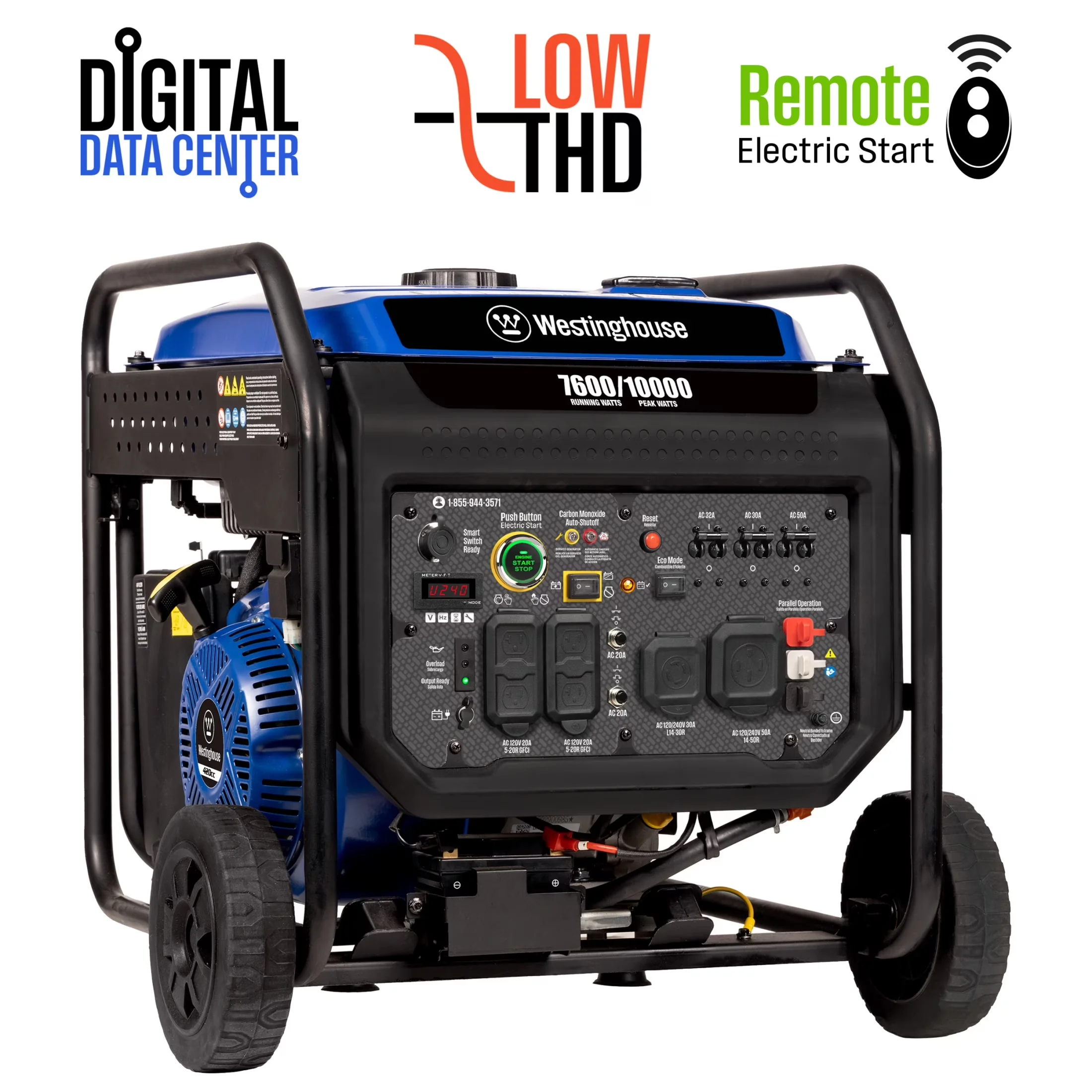 Durable Generator with 10,000 peak watts, 7,600 running watts, CO Sensor, 10000 Peak Watt Portable Inverter - Model 604314