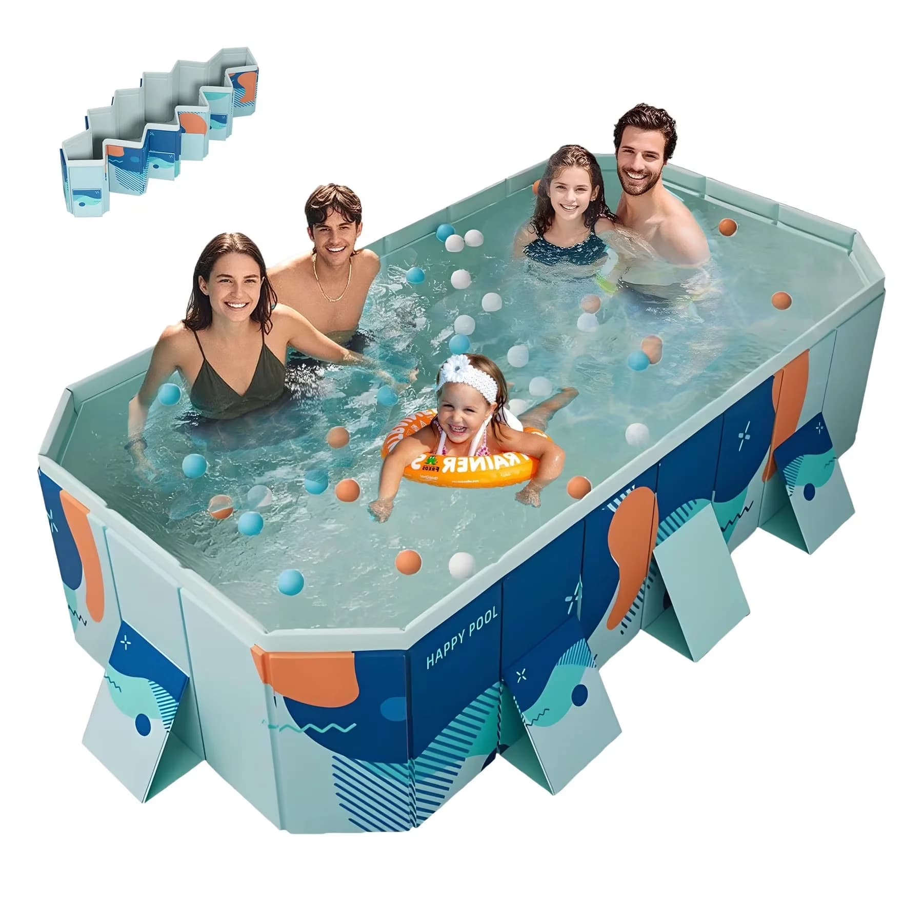 Essential Inflatable Pool with Puncture Resistant, 113"Foldable Swimming - Blue Model 2DD4B9