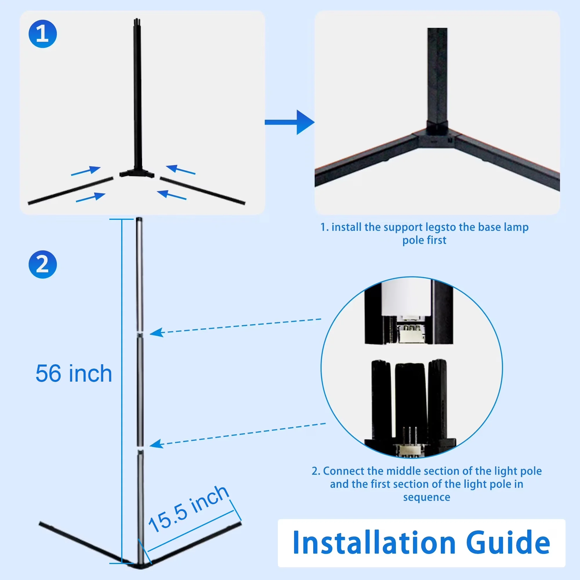 Stylish Floor Lamp with LED, Energy Efficient, Dimmable - Multicolor Metal for Living Room Model 2CE94B