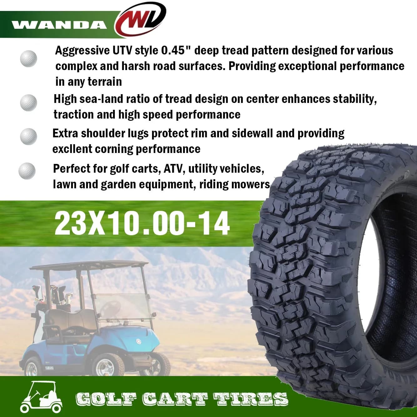 Durable Lawn Mower Tire with High-Speed - 23x10-14 - Satisfaction Guaranteed Model 0752F2