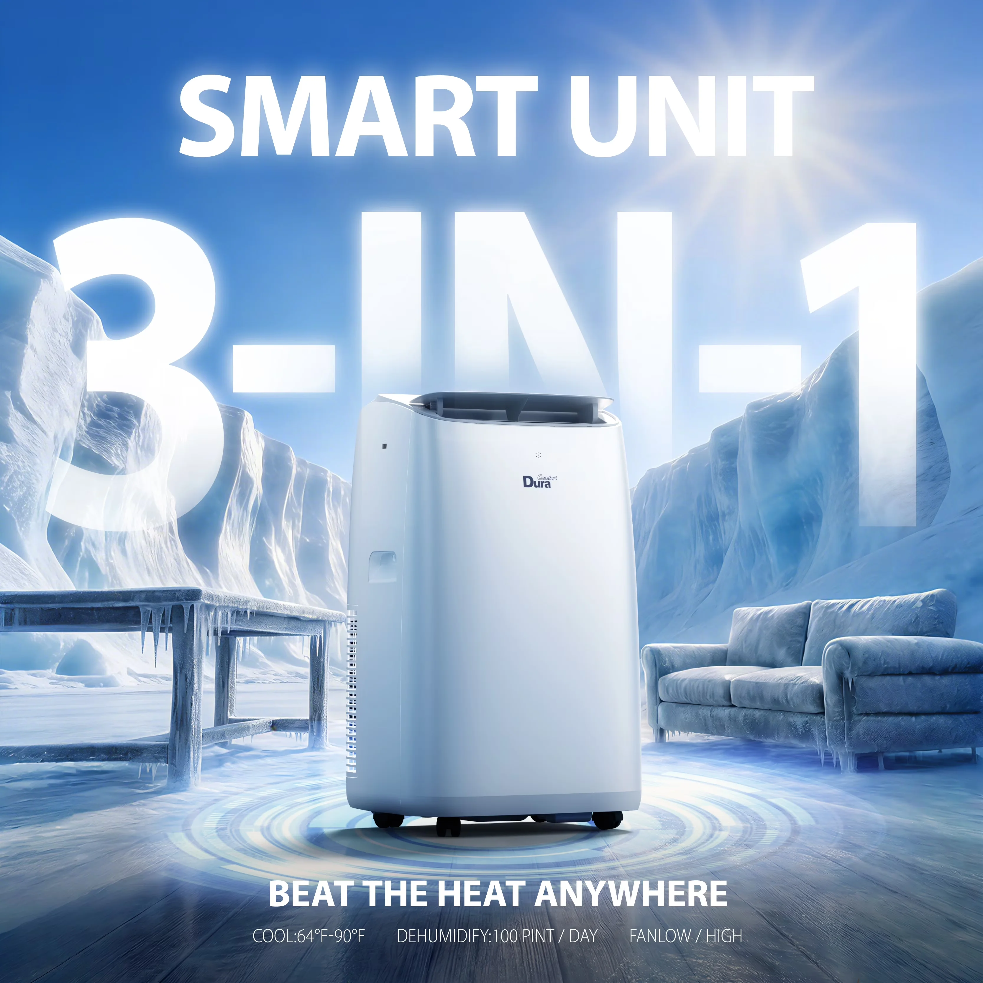 Air Conditioner Innovative with 14000 BTU, Variable Speed - White for Large, Rooms Model 6F1E3F