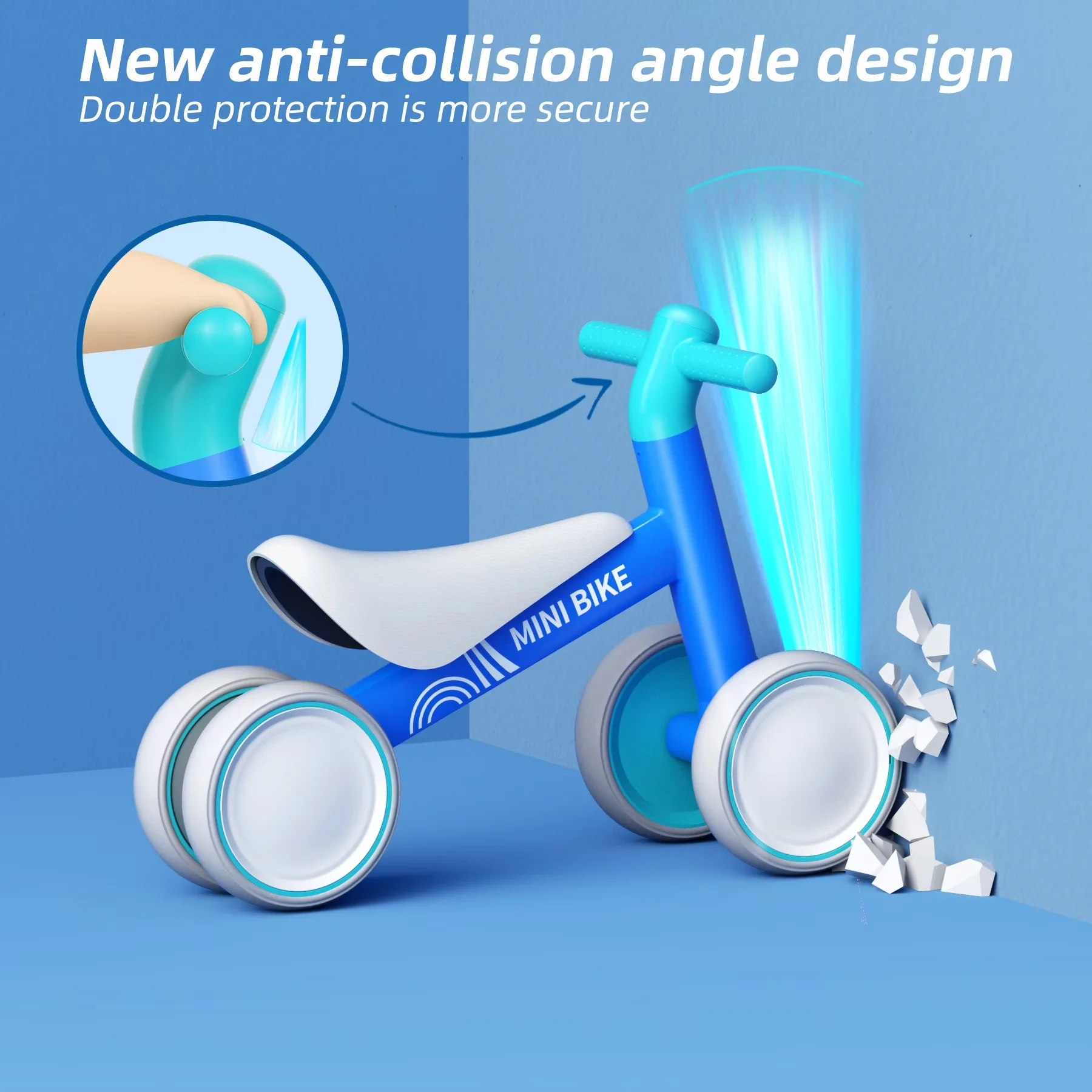Kids Bike Sleek with Adjustable Seat, Baby Balance - Blue 12-24 - Sleek Profile Model C509AC