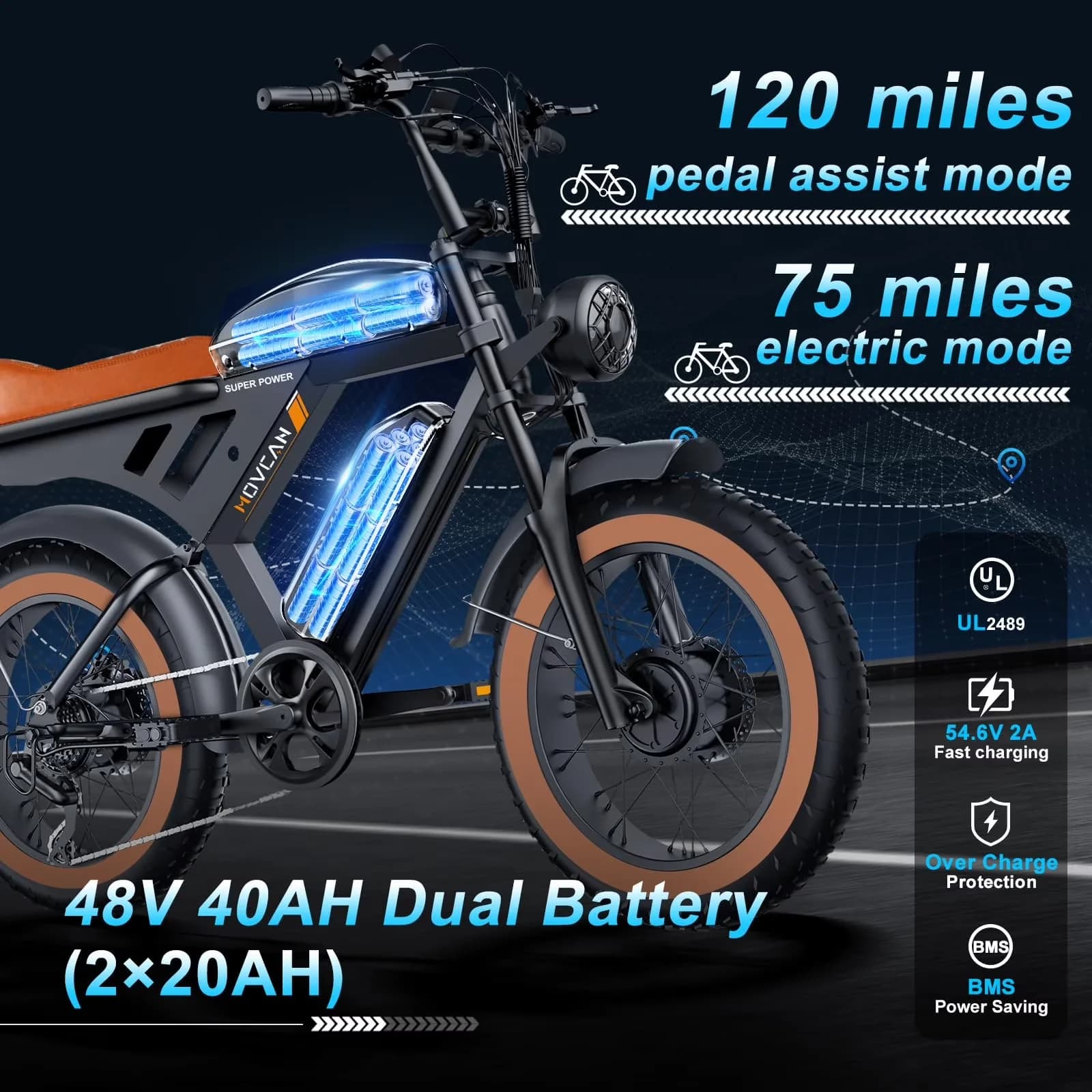 Modern Electric Bike with 3000W, 48V, Adjustable Speed - V30PROMAX for Home and Office Model 372742