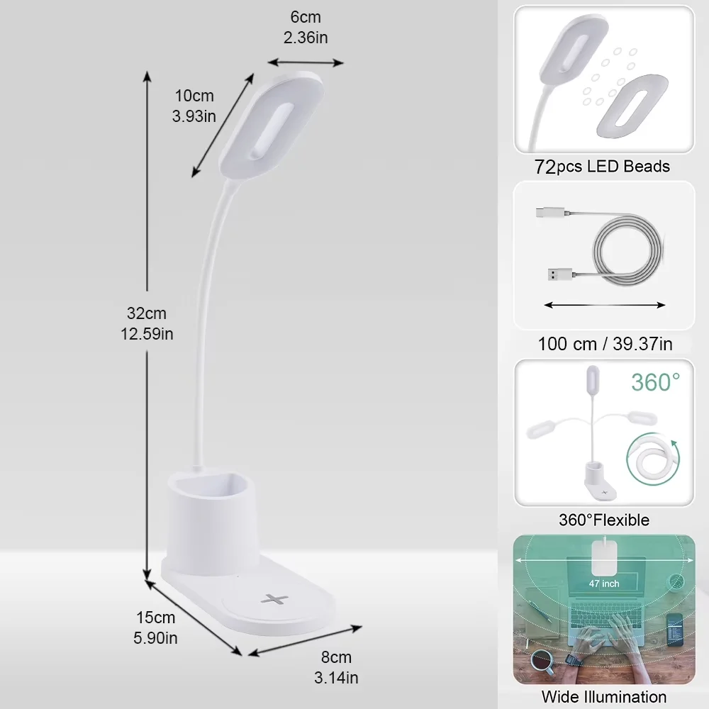 Desk Lamp Quality with LED, Modern, Dimmable - White Abs Composite Material Model EA7574