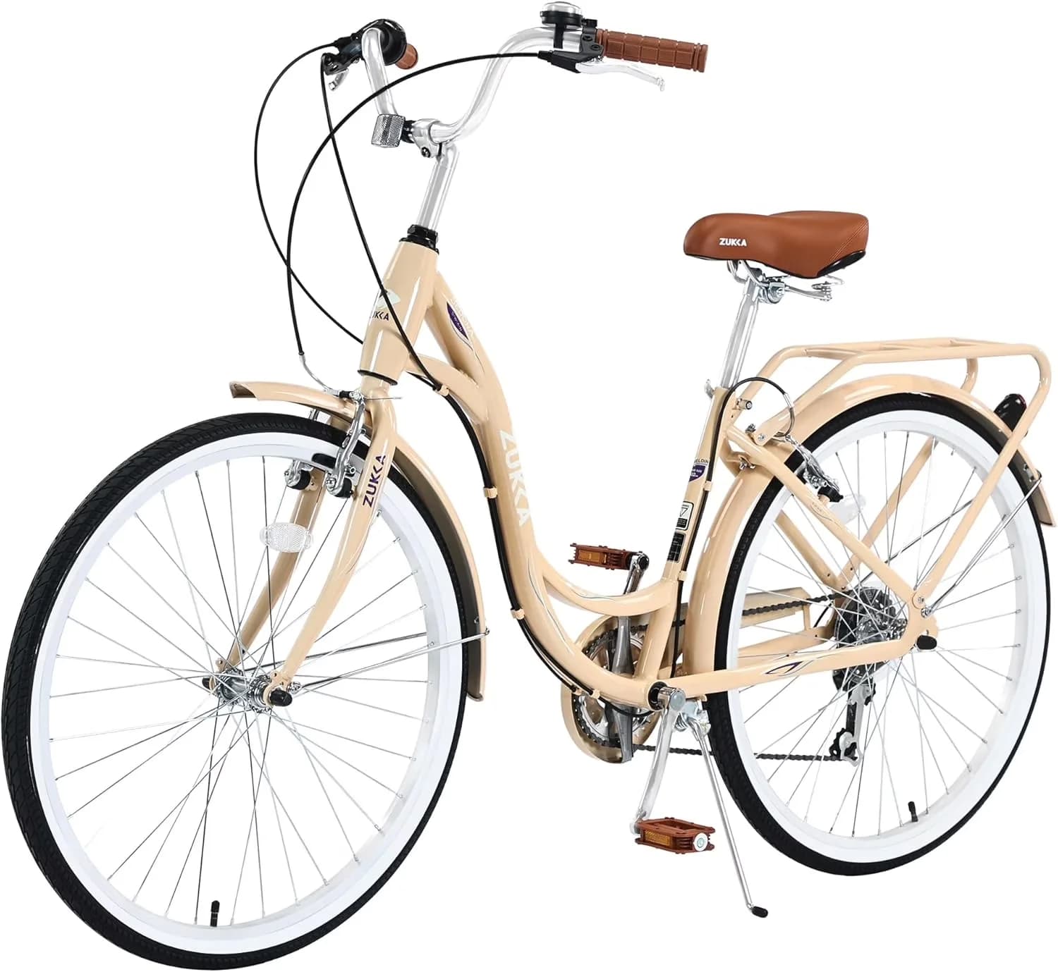 Stylish Road Bike with Adjustable Handlebar Height, Beach Cruiser - Beige Model B6C0EE