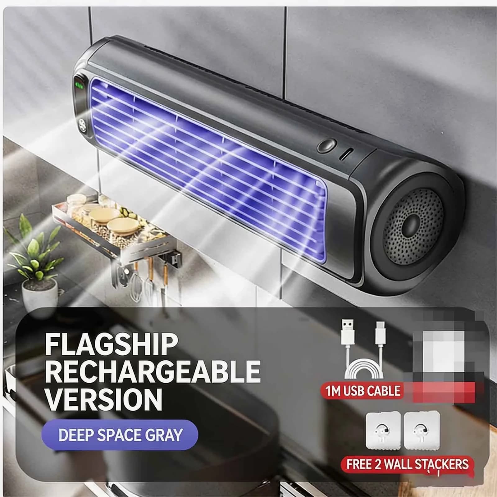 Durable Air Conditioner with LED, Reusable, Rechargeable - Gray for Home Office Model FFB49B