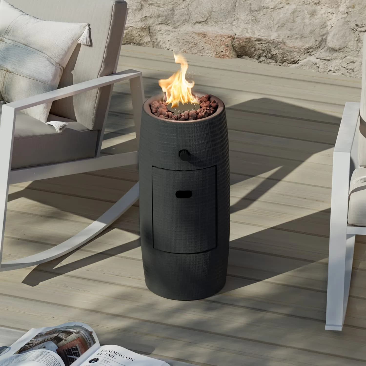 Sleek Outdoor Heating with 15000 BTU, Smokeless, Free Lava Rocks - Gray Mgo Model 313720