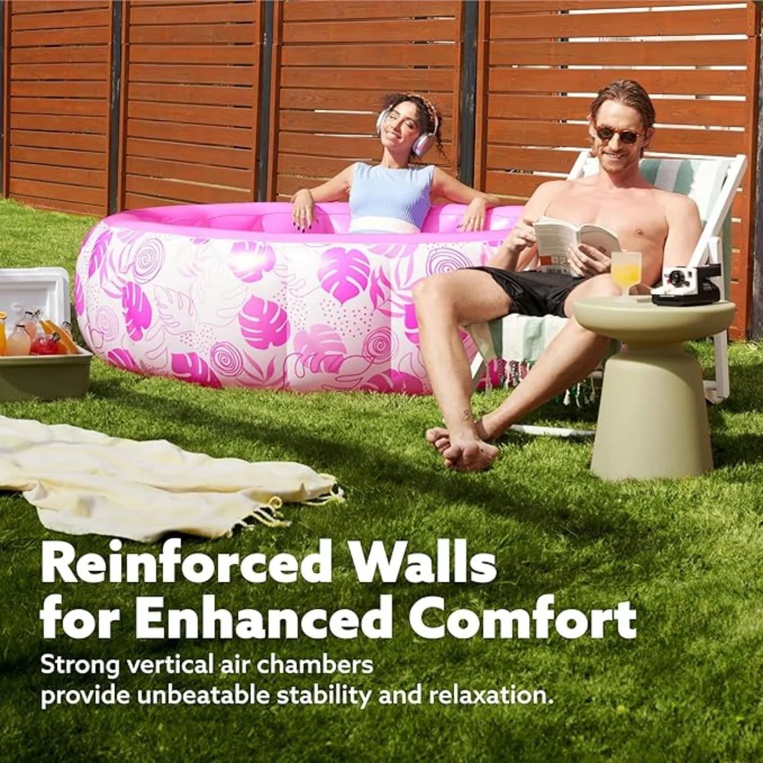 Inflatable Pool Quality with Puncture Resistant, Comfortable Backrest, Swimming - Blue for Party, Garden Model 2513DB