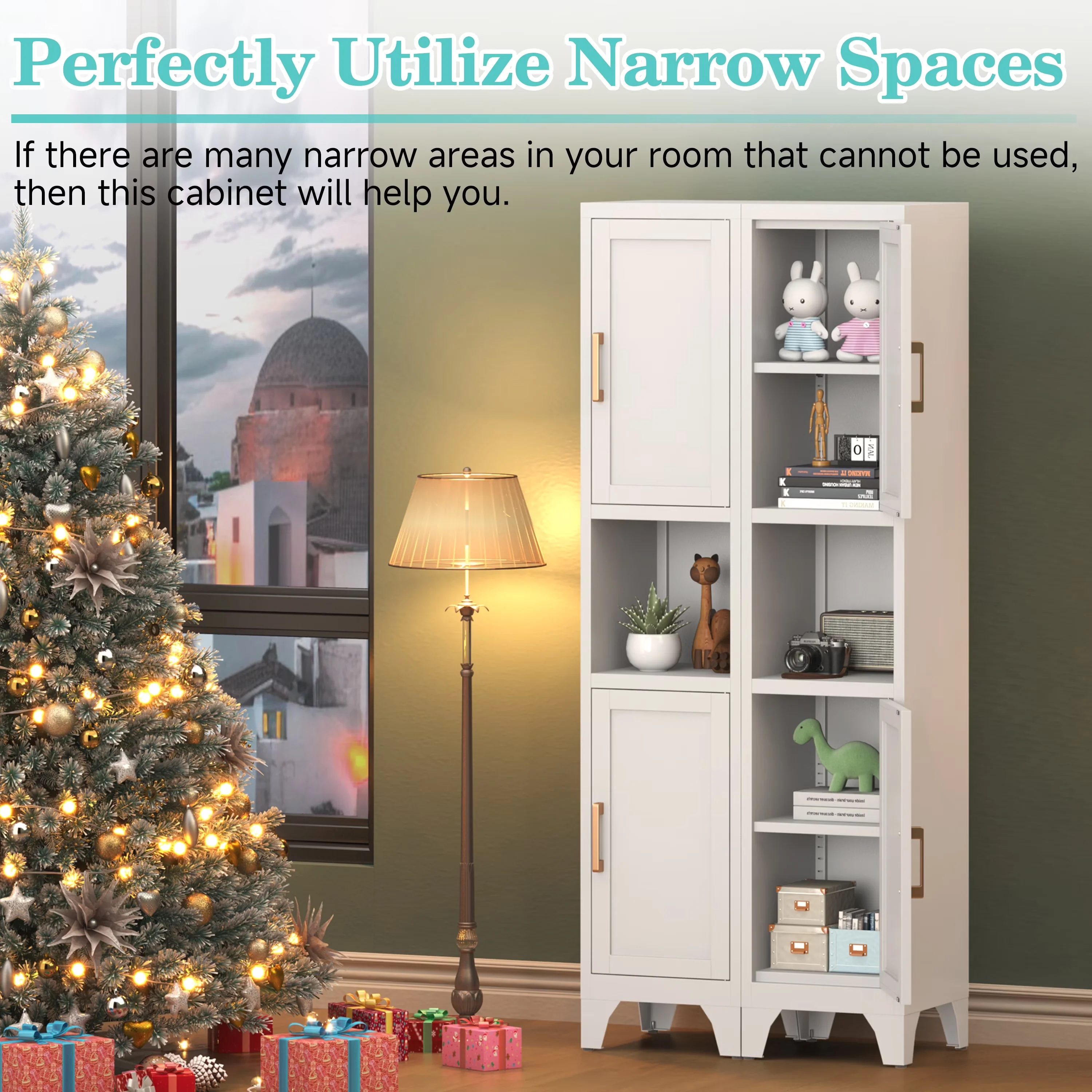Classic Kitchen Renovation with Modern, Adjustable Feet, Adjustable Shelves - Metal 66.93"H-2 Door-White for Small, Kitchen Model 705BF9
