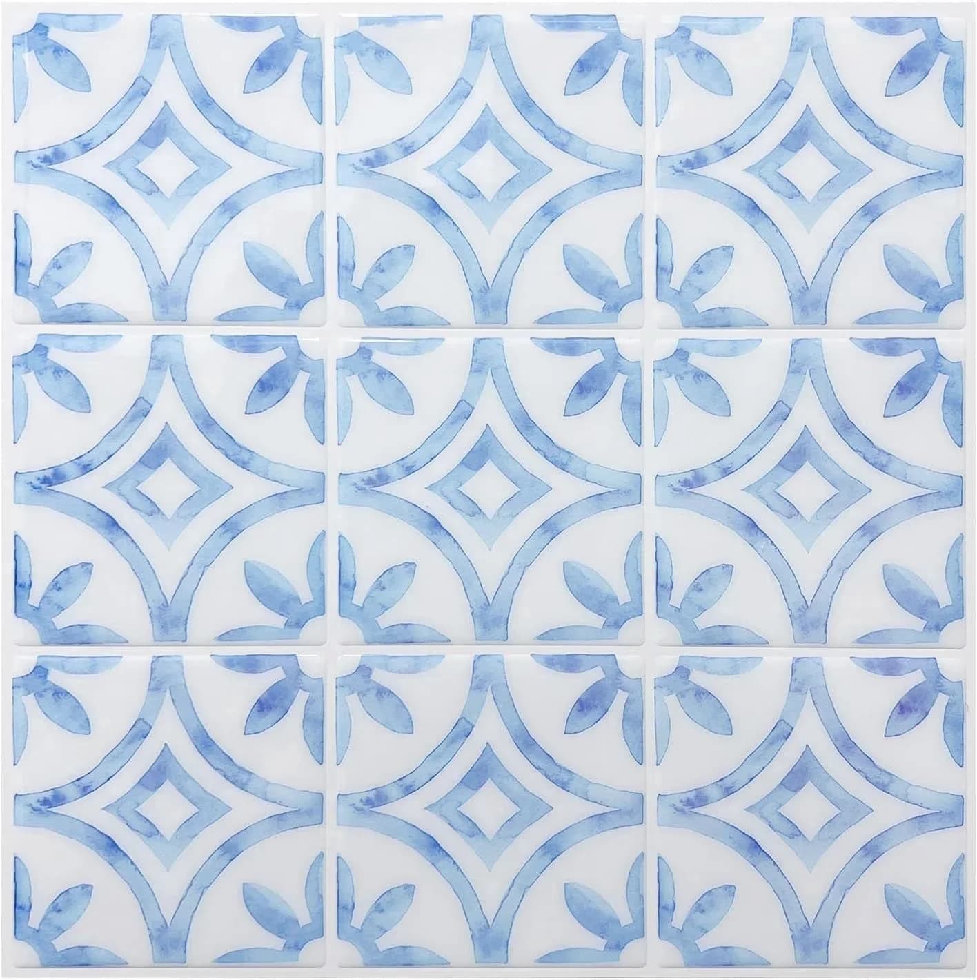 Stylish Wallpaper Wall Decals Wall Covering with Easy Installation, 5 Sheets Peel and Stick Backsplash Tile - Abs Blue Model C45DAC