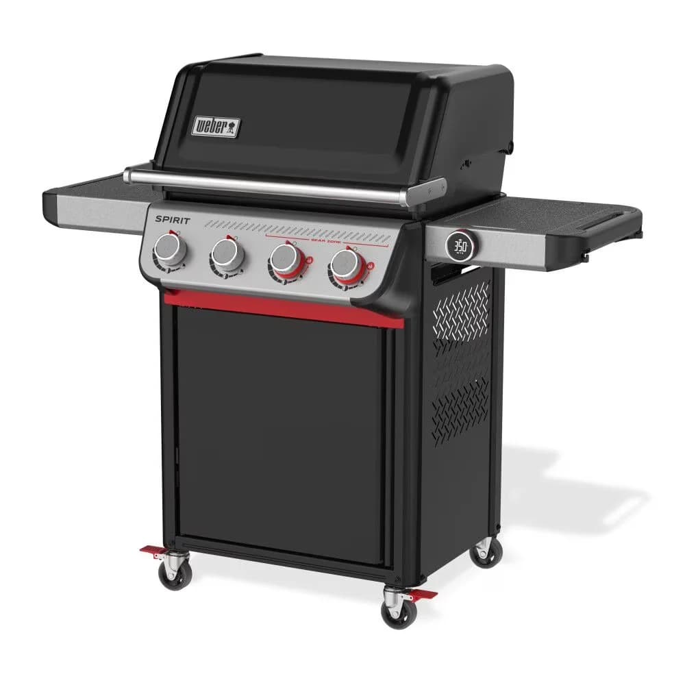 Versatile Gas Grill with 35000 BTU, Heat Thermometer - Cast Iron Black Model 208591