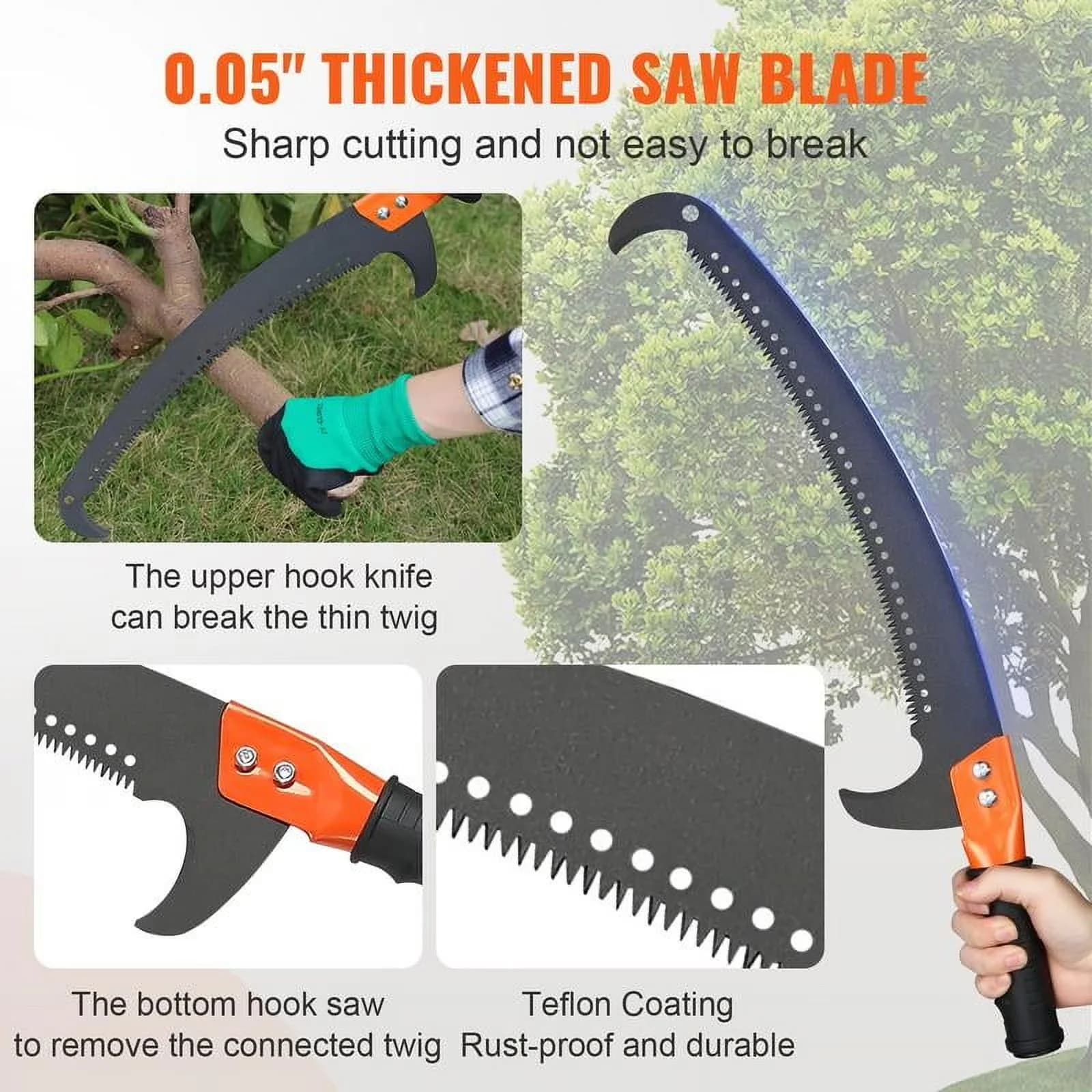 Premium Pole Saw with Telescoping, 7.3-27FT Adjustable, Manual Tree Trimmer for Garden - Model B4EE9A