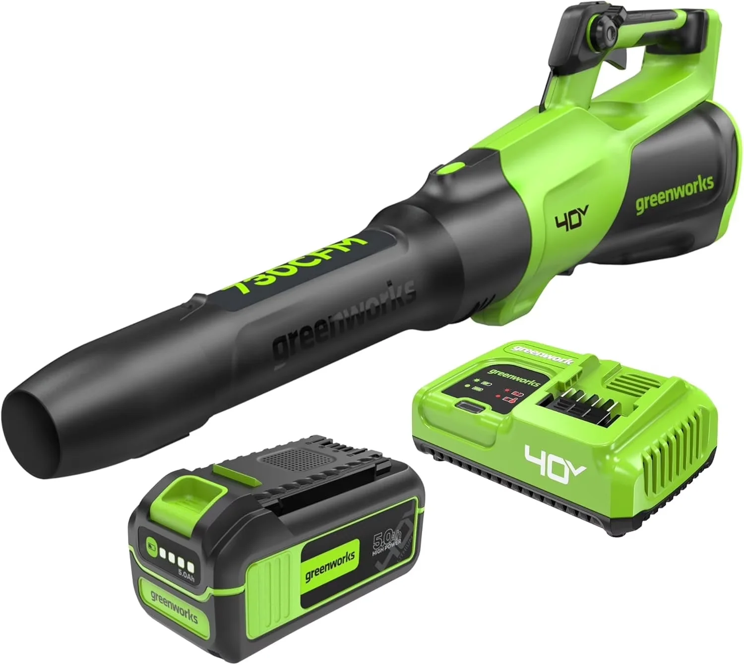 Durable Leaf Blower with Battery, 40V, 5.0Ah Battery and 5A Rapid Charger - Model FA5F9E