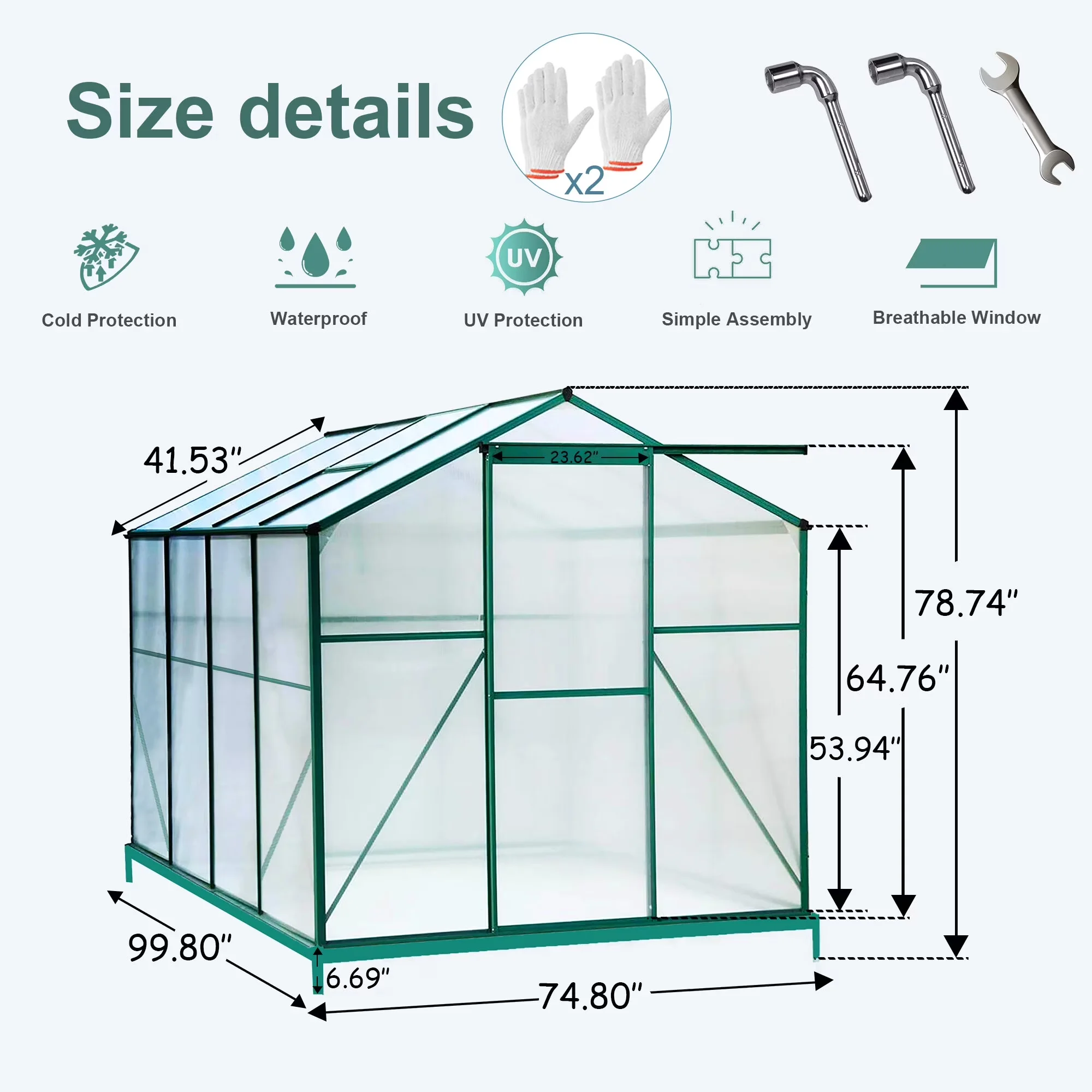 Essential Outdoor Sofas Sectional with Polycarbonate Greenhouse, Patio Lounge Chairs,, Sofa - Aluminum Green for Outdoor, Patio Model 37819C