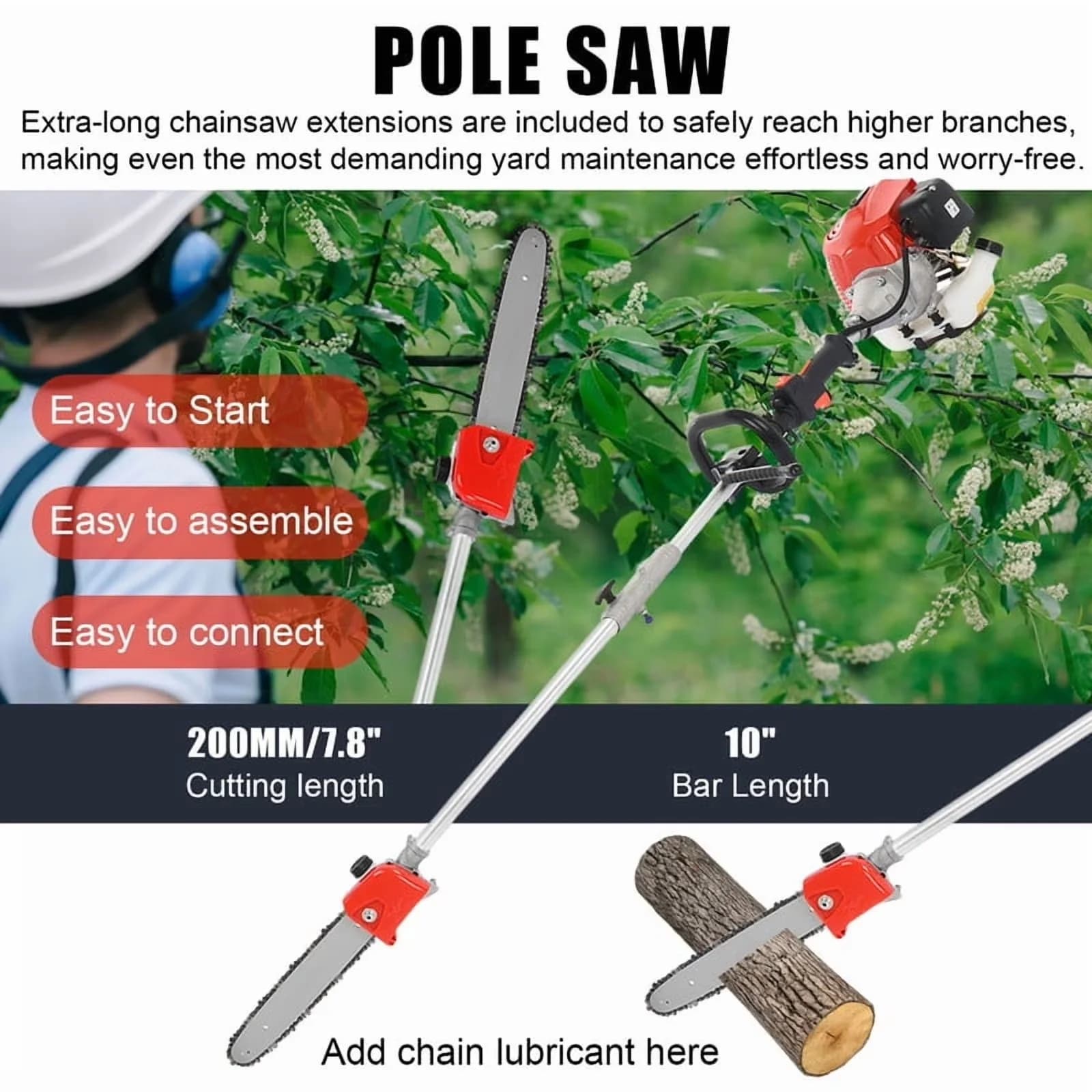 Compact String Trimmer with Attachment Capable, Bevel Adjustment - 5 In 1 Red for Garden Model F47585
