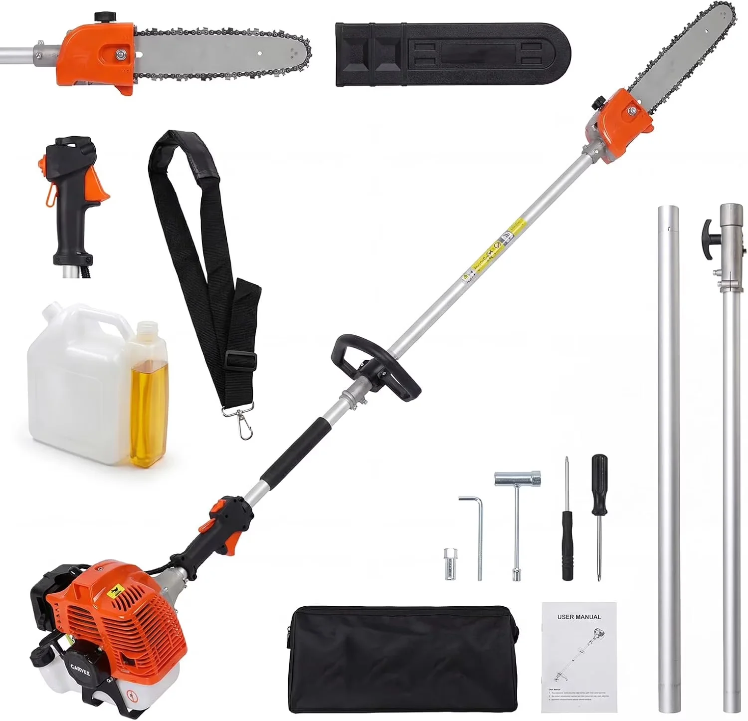 Innovative Pole Saw with Automatic Chain Oiler, Anti-Vibration - Orange Model 70A525