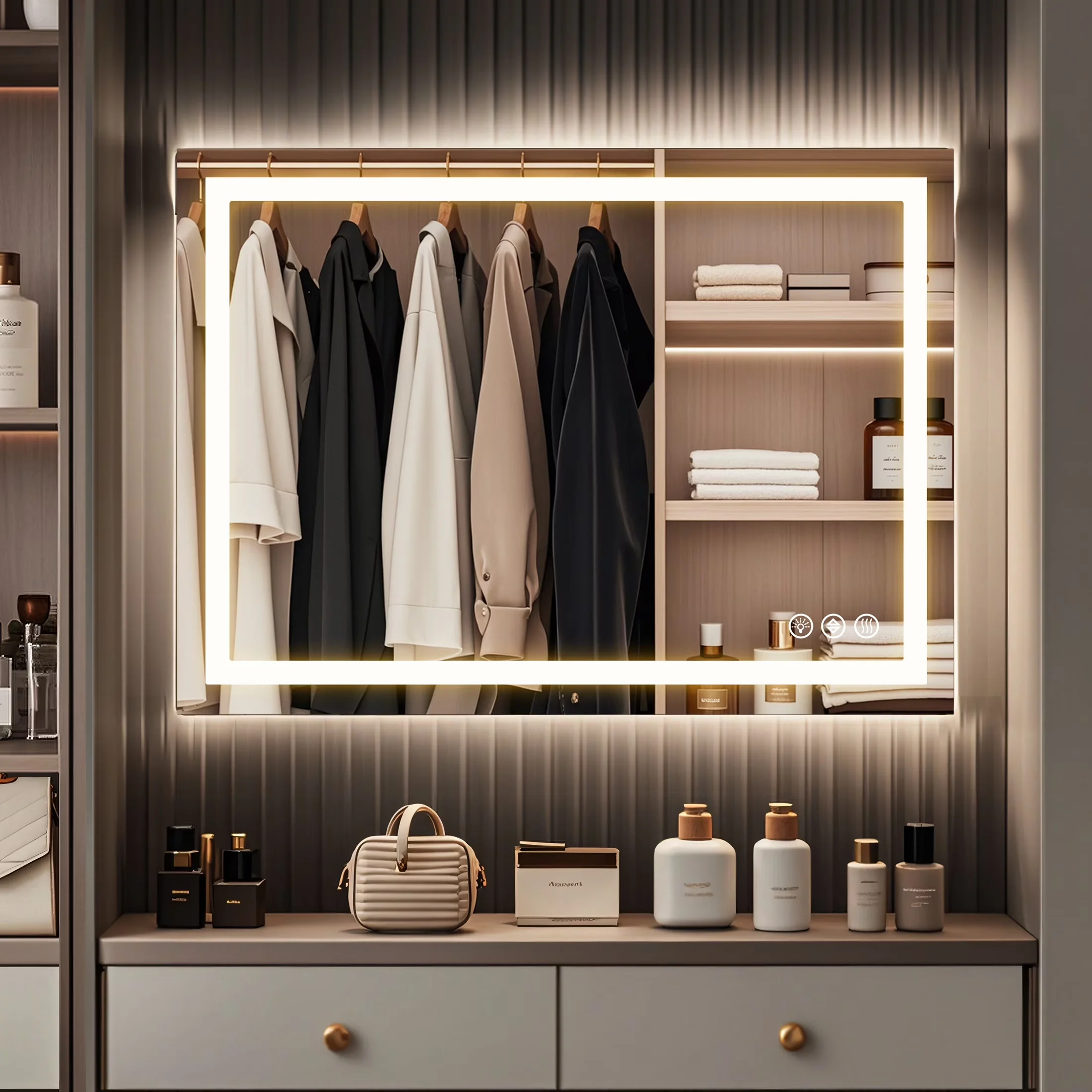 Bathroom Renovation Reliable with LED, Modern, 24"X32" Anti-fog LED Mirror - White 24" x 32" Model B10D0E