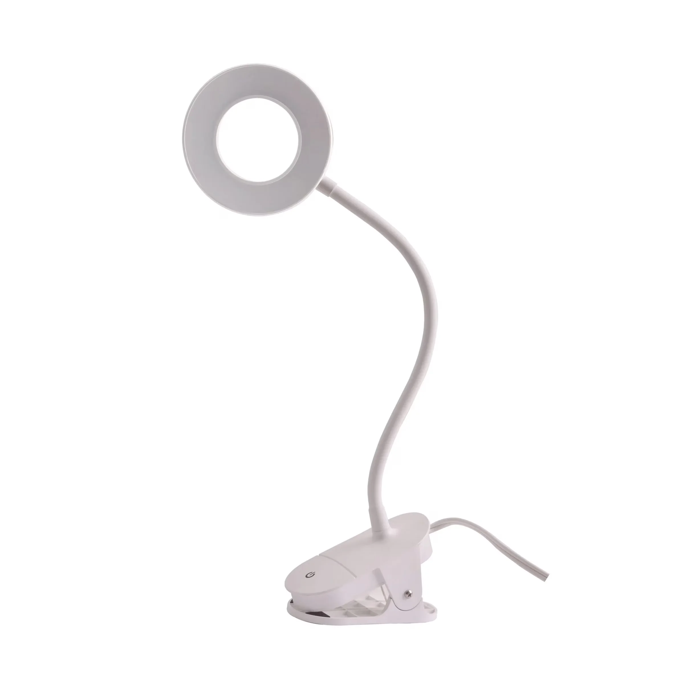 Desk Lamp Professional with LED, Adjustable Head, 18.9-Inch LED Ring Light - White Plastic Model 16CB5F