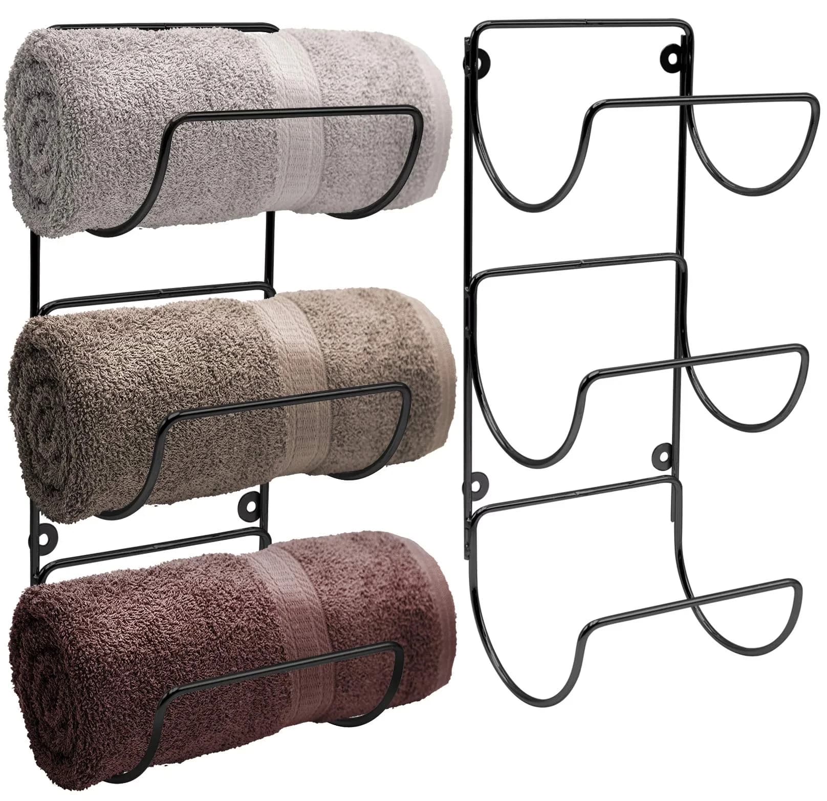 Hot Tub Efficient with Modern, Wall Mounted Metal Towel Rack Holder - Black Iron for Bathroom Model 2611C5