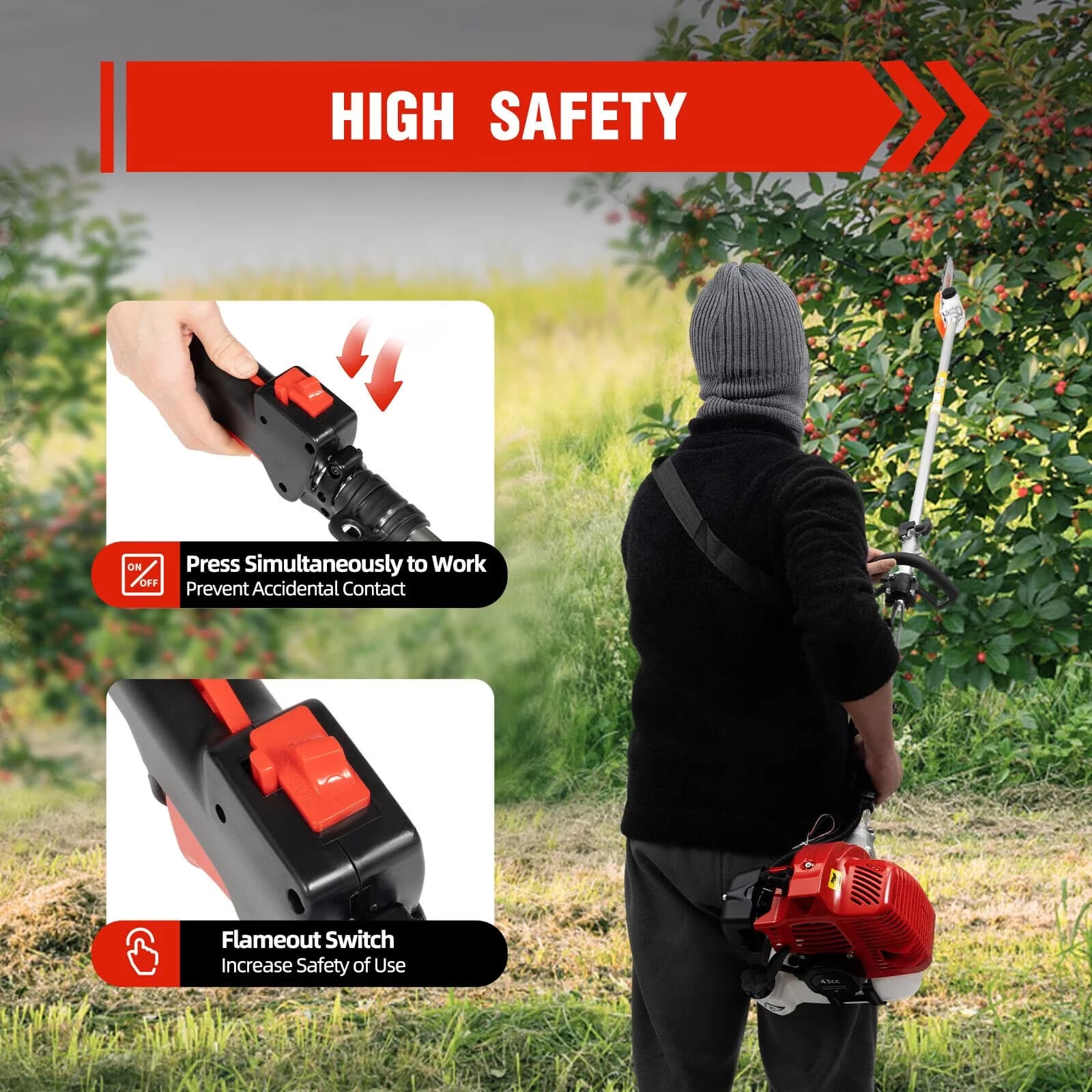 Pole Saw Quality - Silver Trimmer - Durable Build Model AE226E