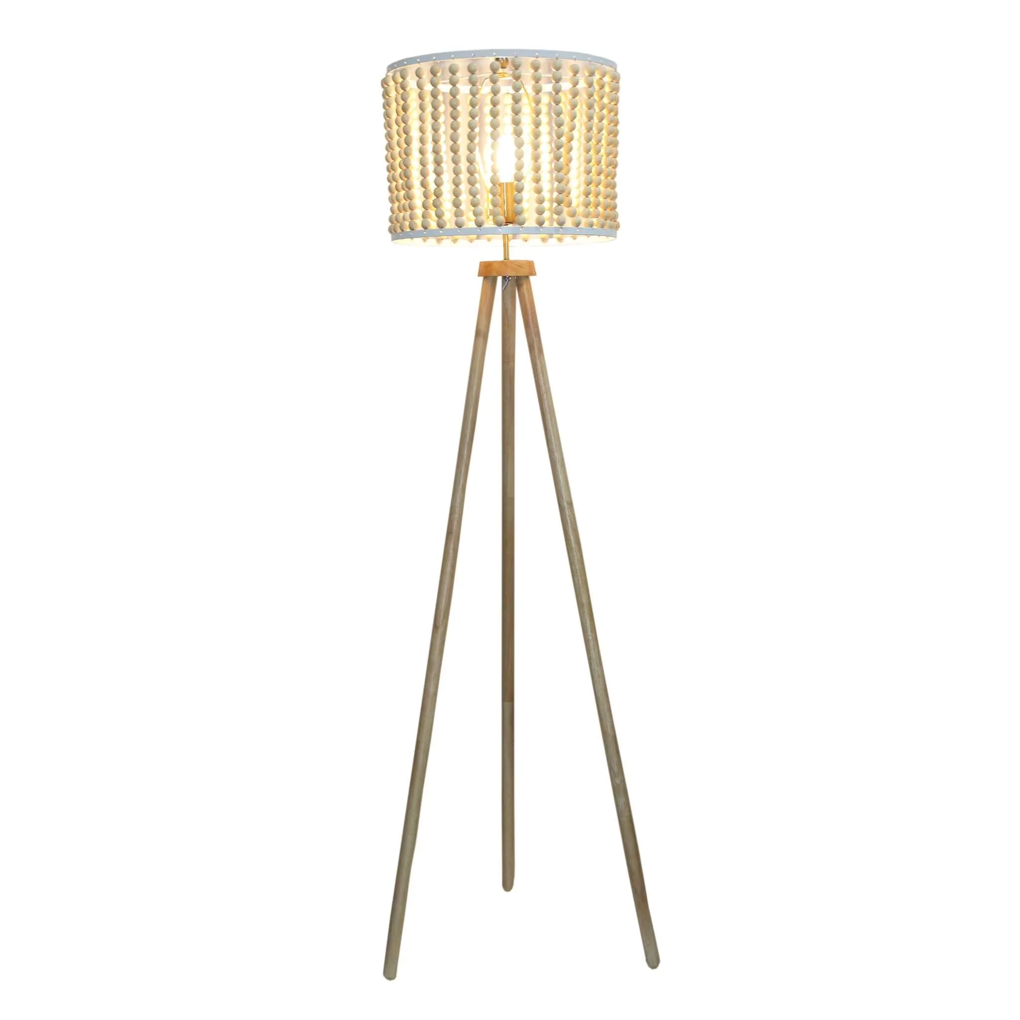 Professional Floor Lamp with LED, 110V, Dimmable - Wood Brown - Industrial Grade Model BC0313