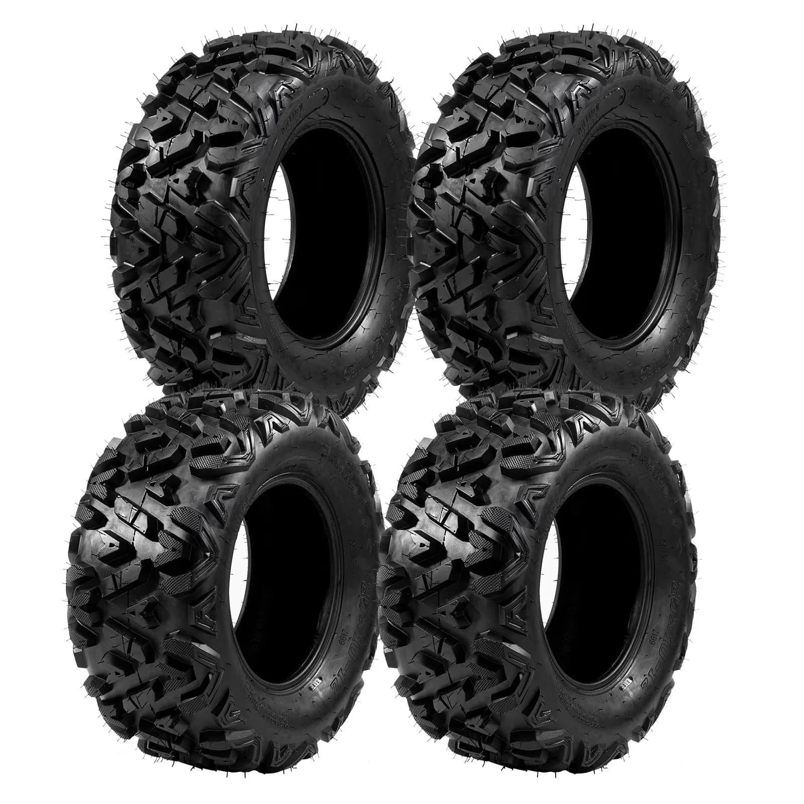 Reliable Atv Tire with Set of 4 6PR All Terrain UTV Tires, Tubeless, 25x8-12 Front & 25x10-12 Rear - Model EA68A7