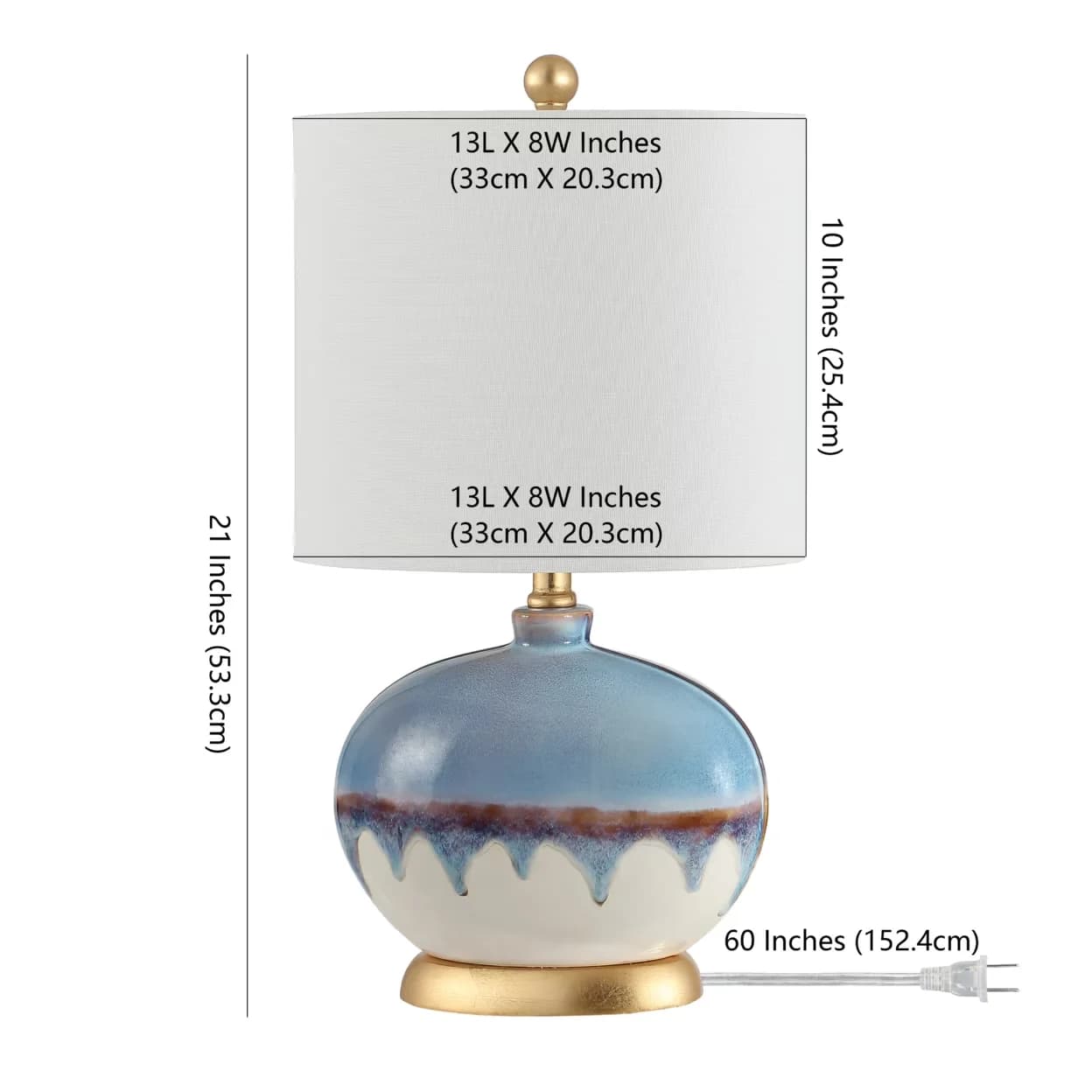 Innovative Table Lamp with LED, Energy Efficient, Koa 21 in. Coastal Ceramic - Blue Ceramic Model CBBA1E
