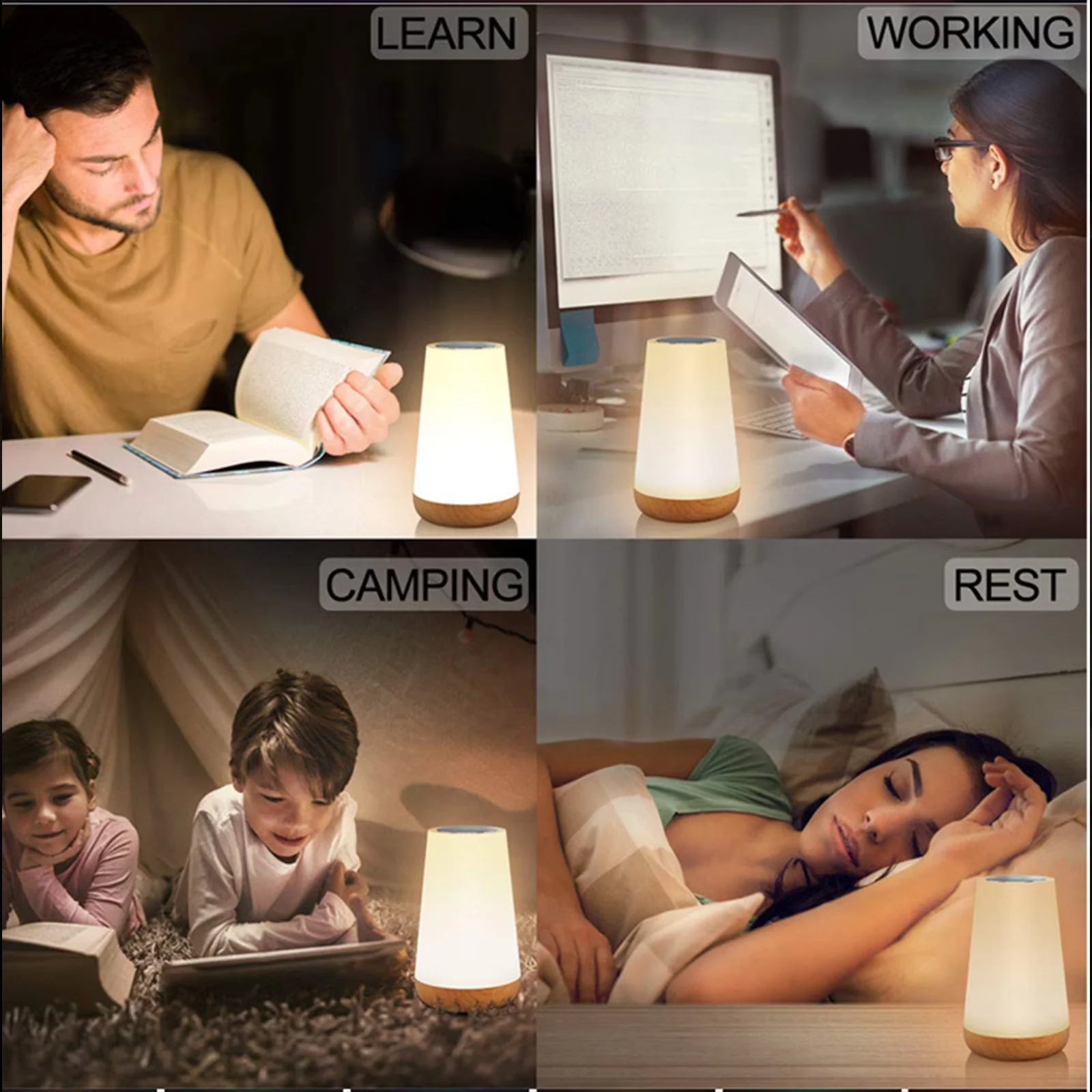 Lamp Set Durable with LED, Battery, Traditional - Abs Beige, Multicolor Model F39816