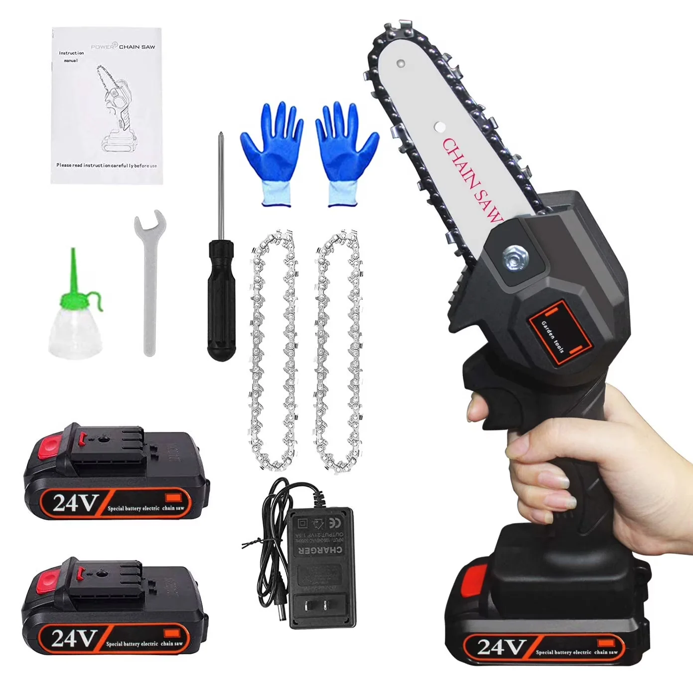 Chainsaw Stylish with Battery, Bumper Spikes, Chain Brake - Mini - Long-Lasting Performance Model 4FBBC6