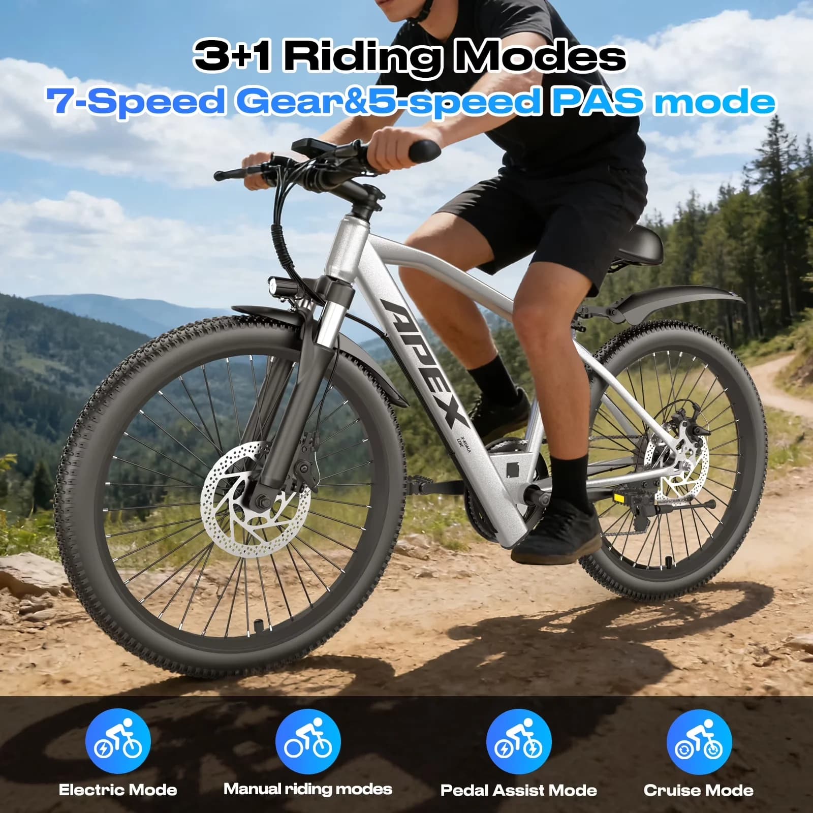 Electric Bike Durable with Battery, 1200W, 36V - Silver - Compact and Portable Model 060191