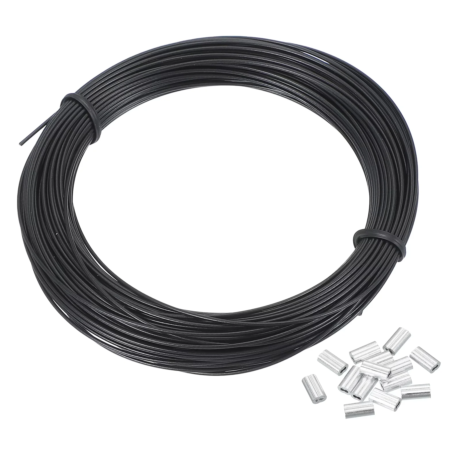 Quality Woodworking with Durable, Wire Rope Length: 20 m / 66 feet, Crimping Sleeve Black - 304 Stainless Steel; Aluminum Alloy Black Model 7F335C